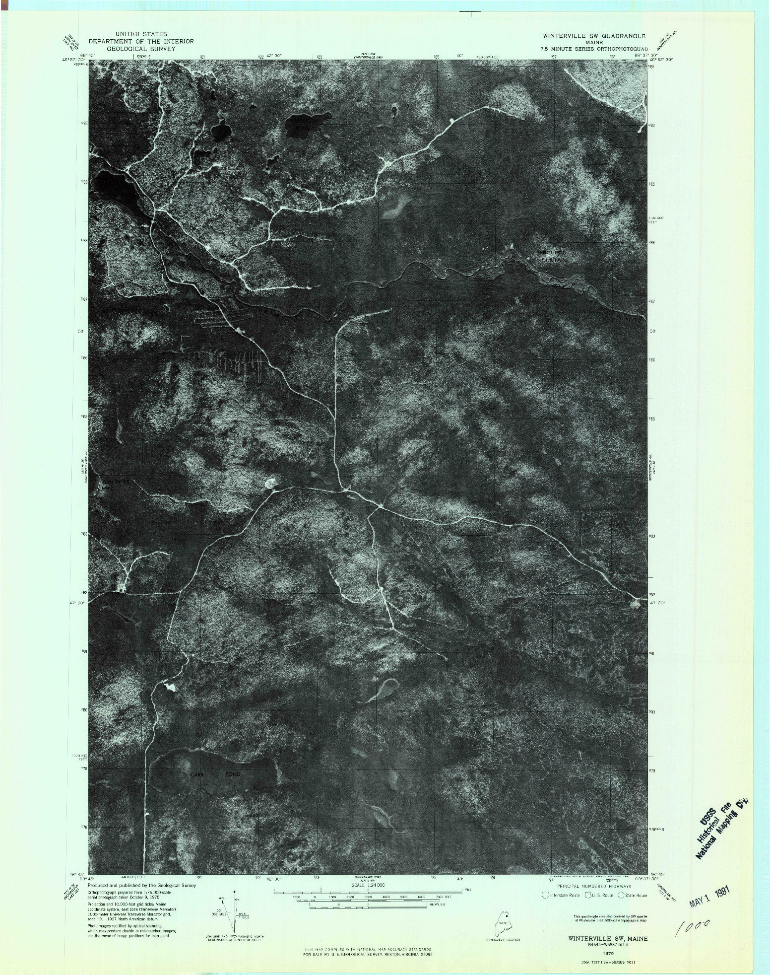 USGS 1:24000-SCALE QUADRANGLE FOR WINTERVILLE SW, ME 1975