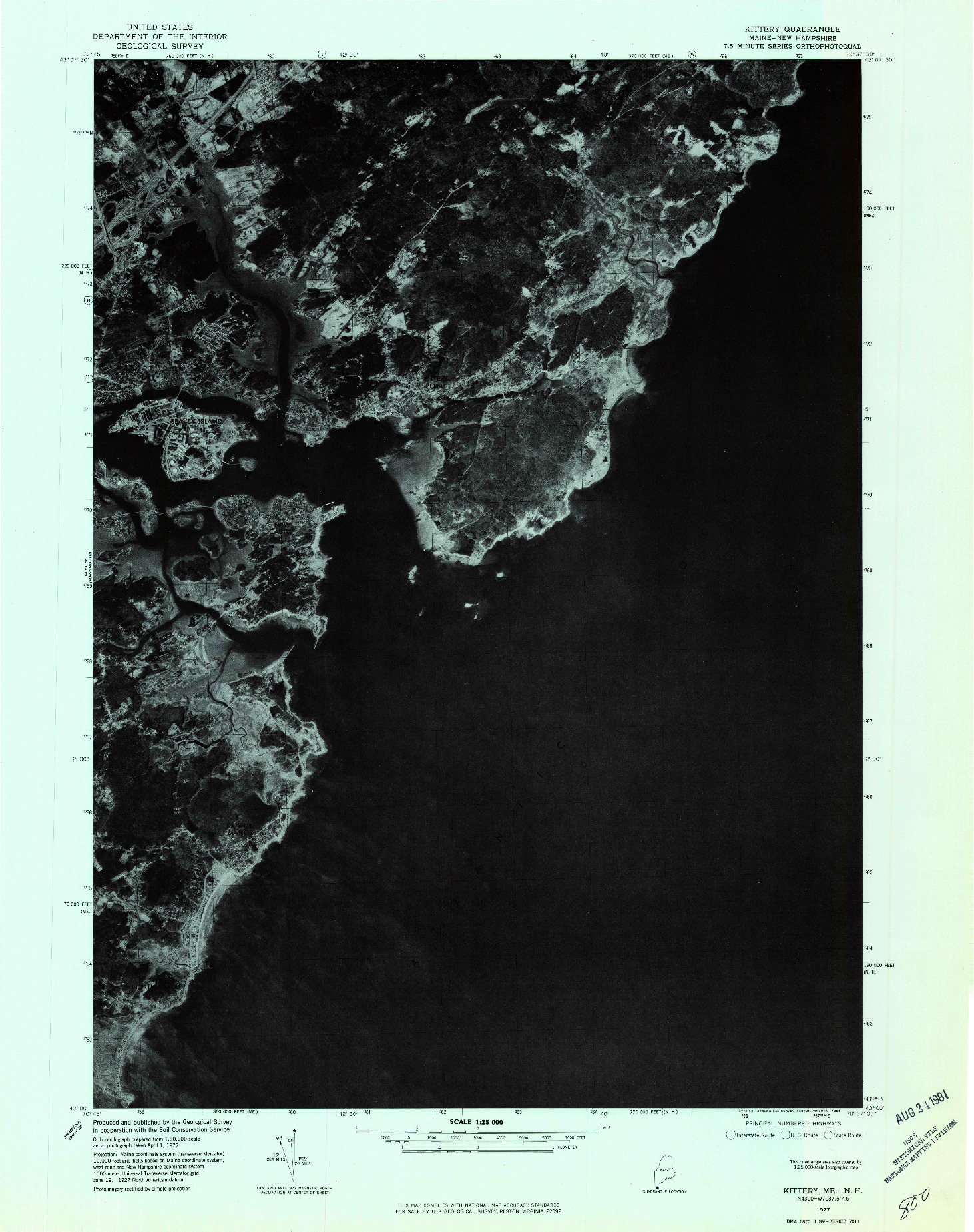 USGS 1:25000-SCALE QUADRANGLE FOR KITTERY, ME 1977