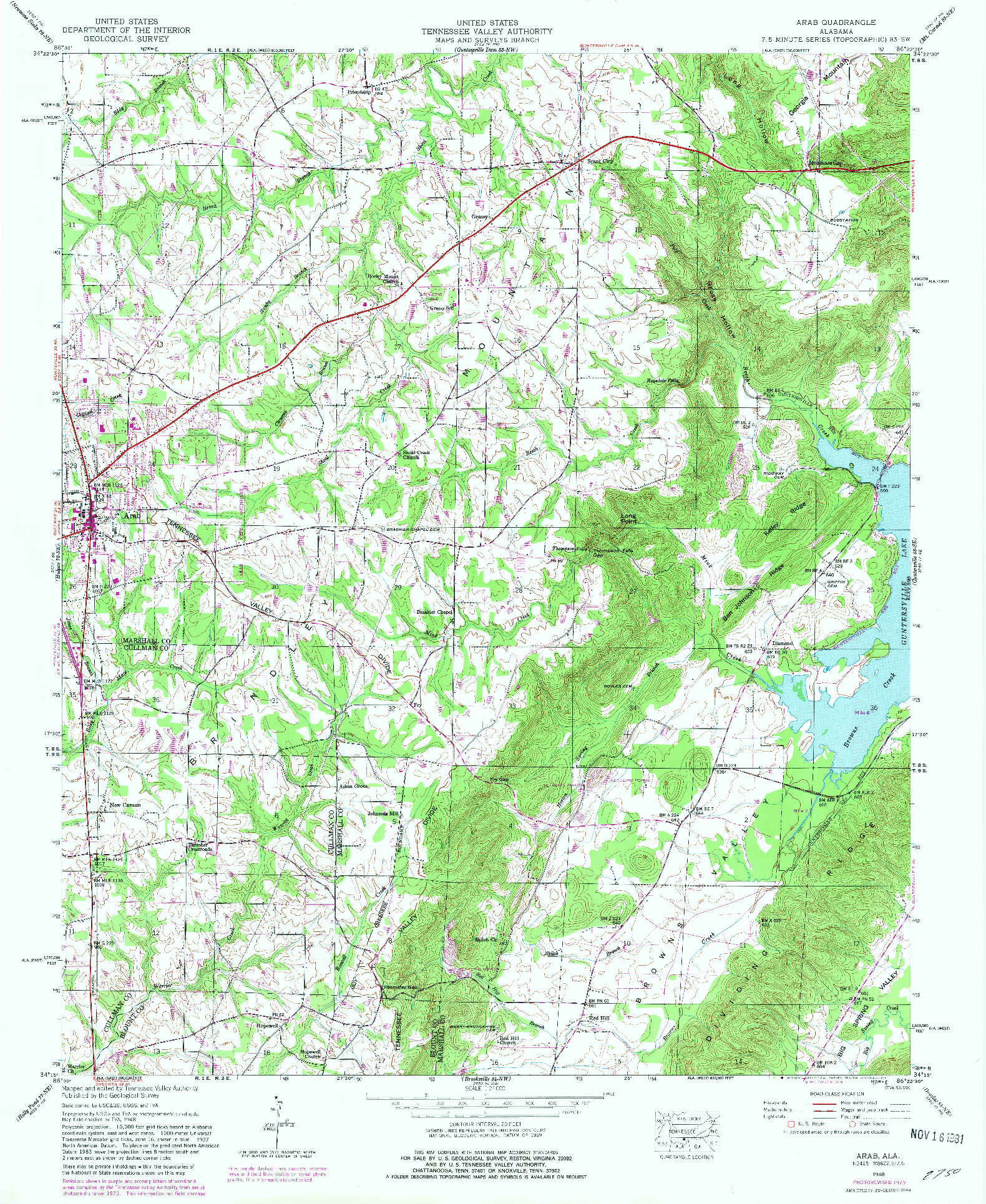 USGS 1:24000-SCALE QUADRANGLE FOR ARAB, AL 1948