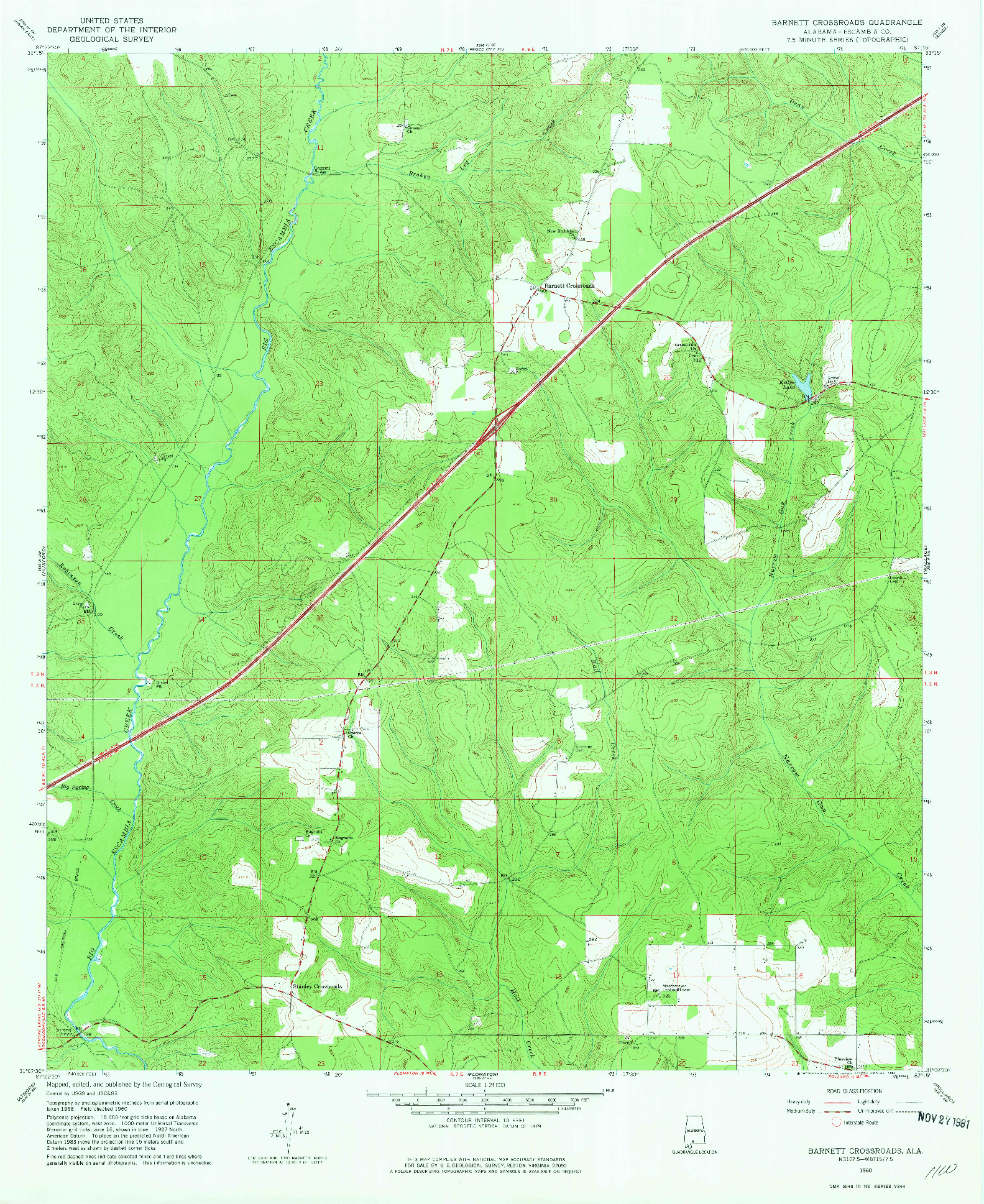 USGS 1:24000-SCALE QUADRANGLE FOR BARNETT CROSSROADS, AL 1960