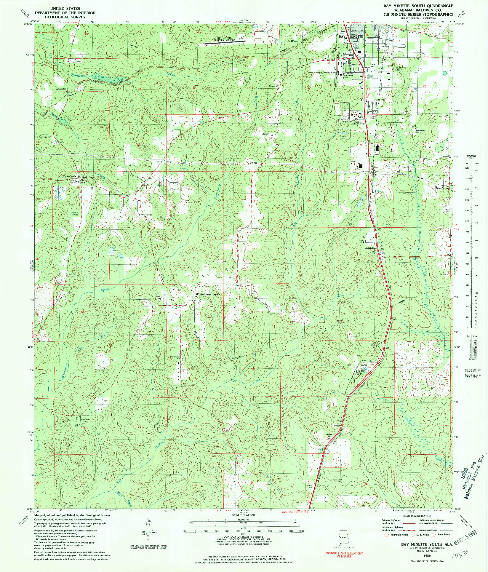 USGS 1:24000-SCALE QUADRANGLE FOR BAY MINETTE SOUTH, AL 1980