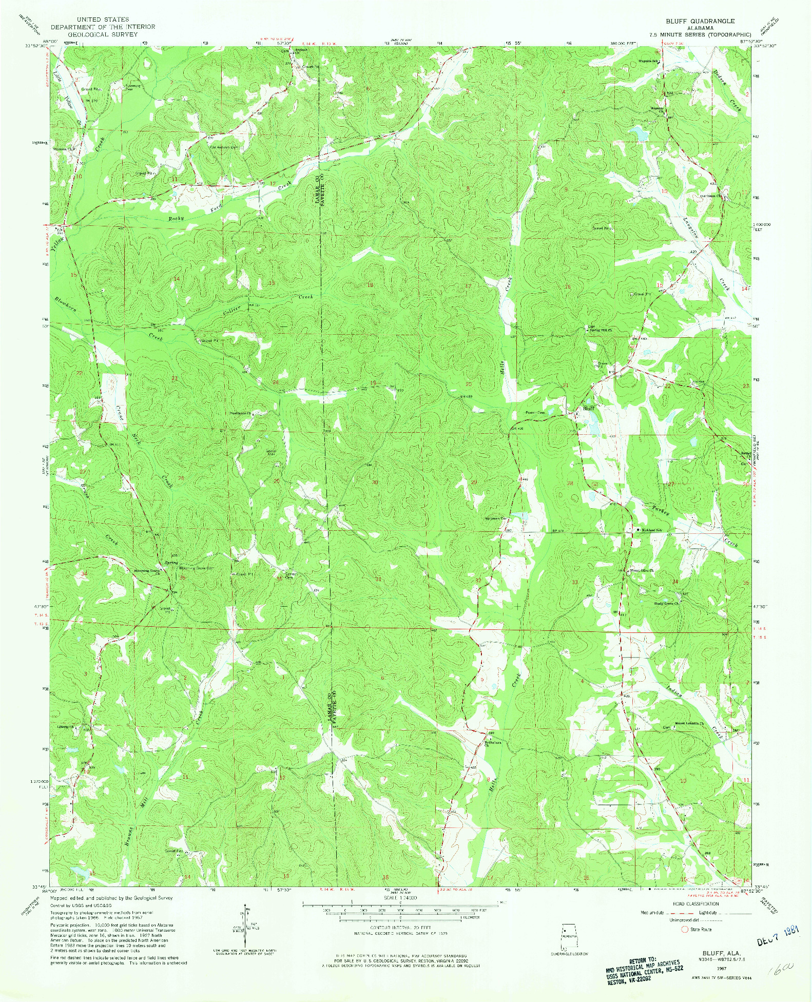 USGS 1:24000-SCALE QUADRANGLE FOR BLUFF, AL 1967