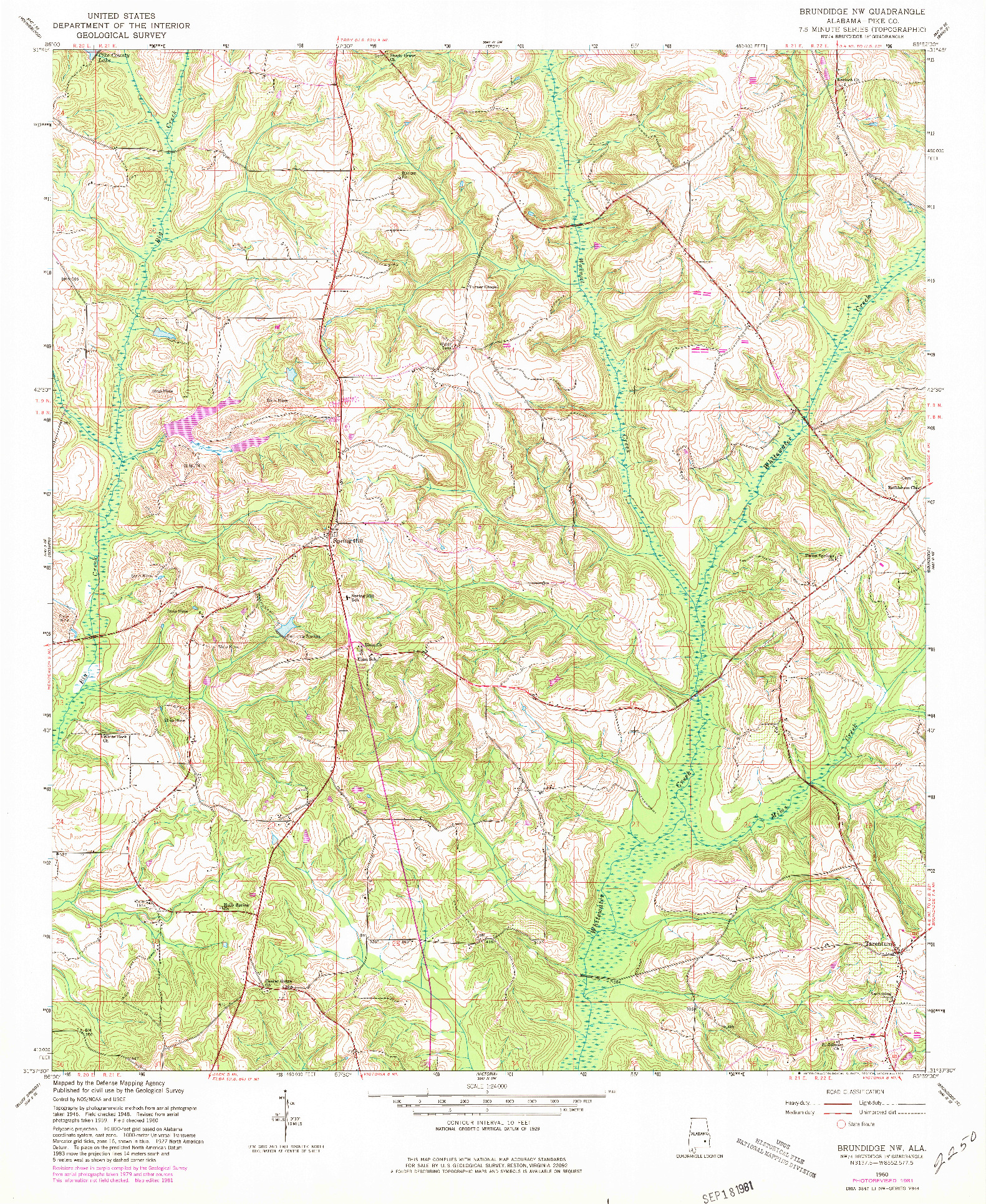 USGS 1:24000-SCALE QUADRANGLE FOR BRUNDIDGE NW, AL 1960