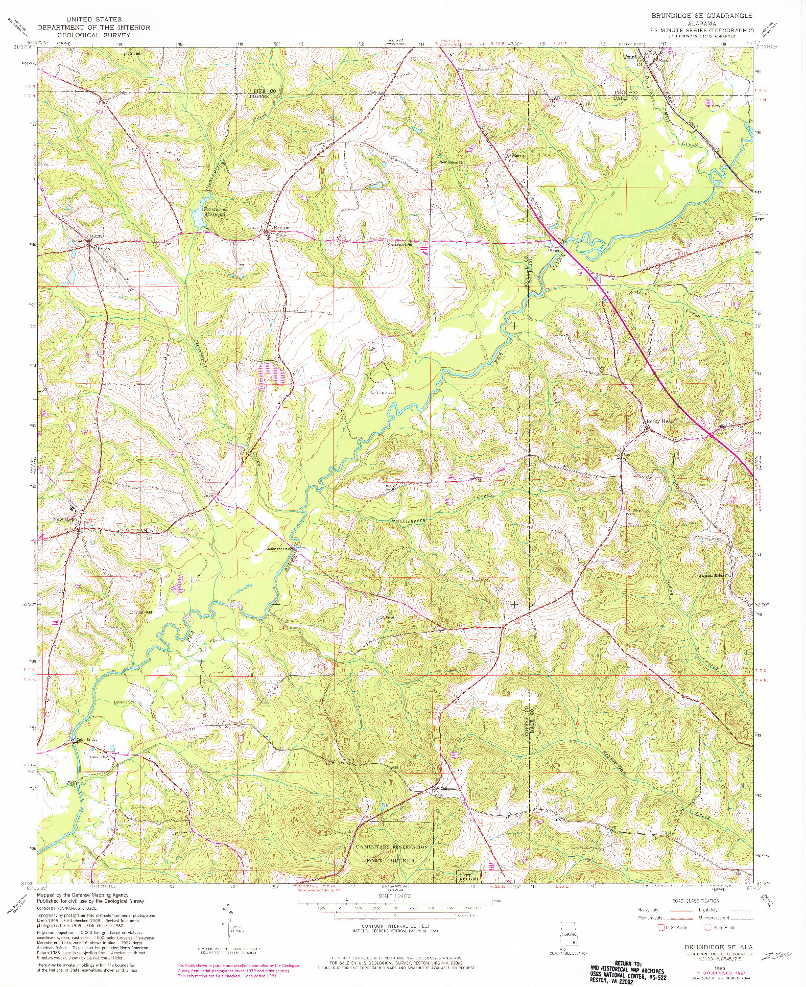 USGS 1:24000-SCALE QUADRANGLE FOR BRUNDIDGE SE, AL 1960
