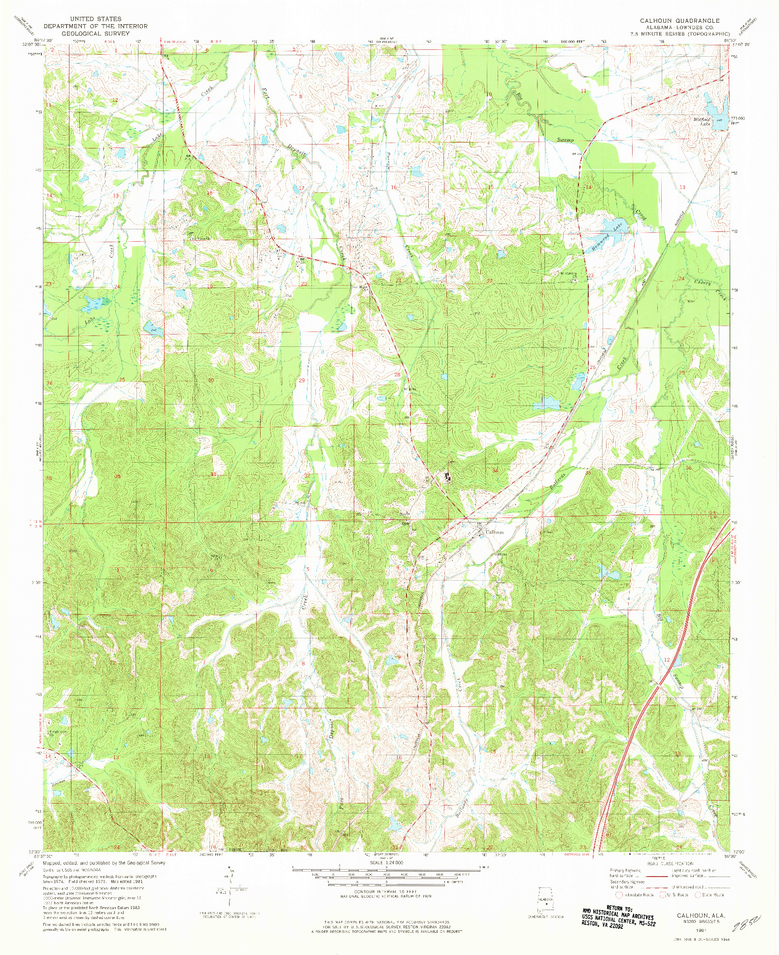 USGS 1:24000-SCALE QUADRANGLE FOR CALHOUN, AL 1981