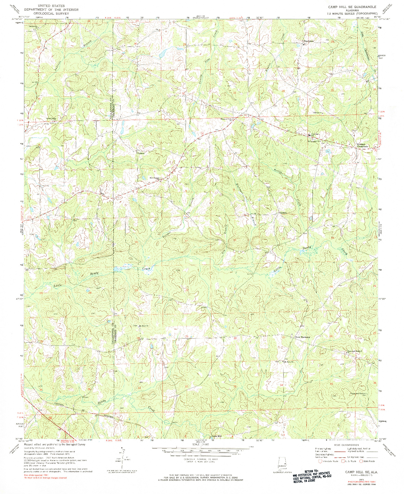 USGS 1:24000-SCALE QUADRANGLE FOR CAMP HILL SE, AL 1981