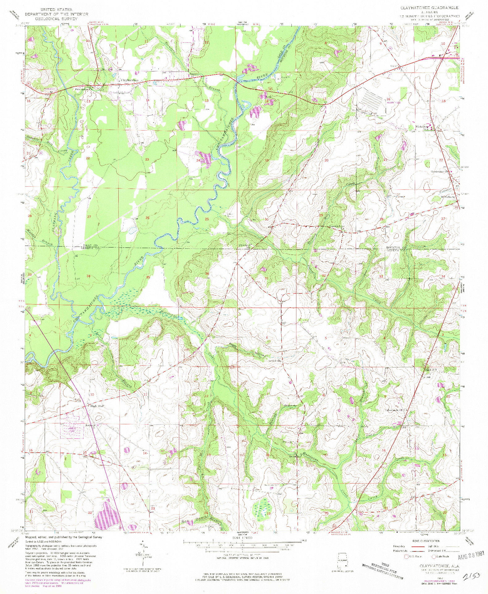 USGS 1:24000-SCALE QUADRANGLE FOR CLAYHATCHEE, AL 1957