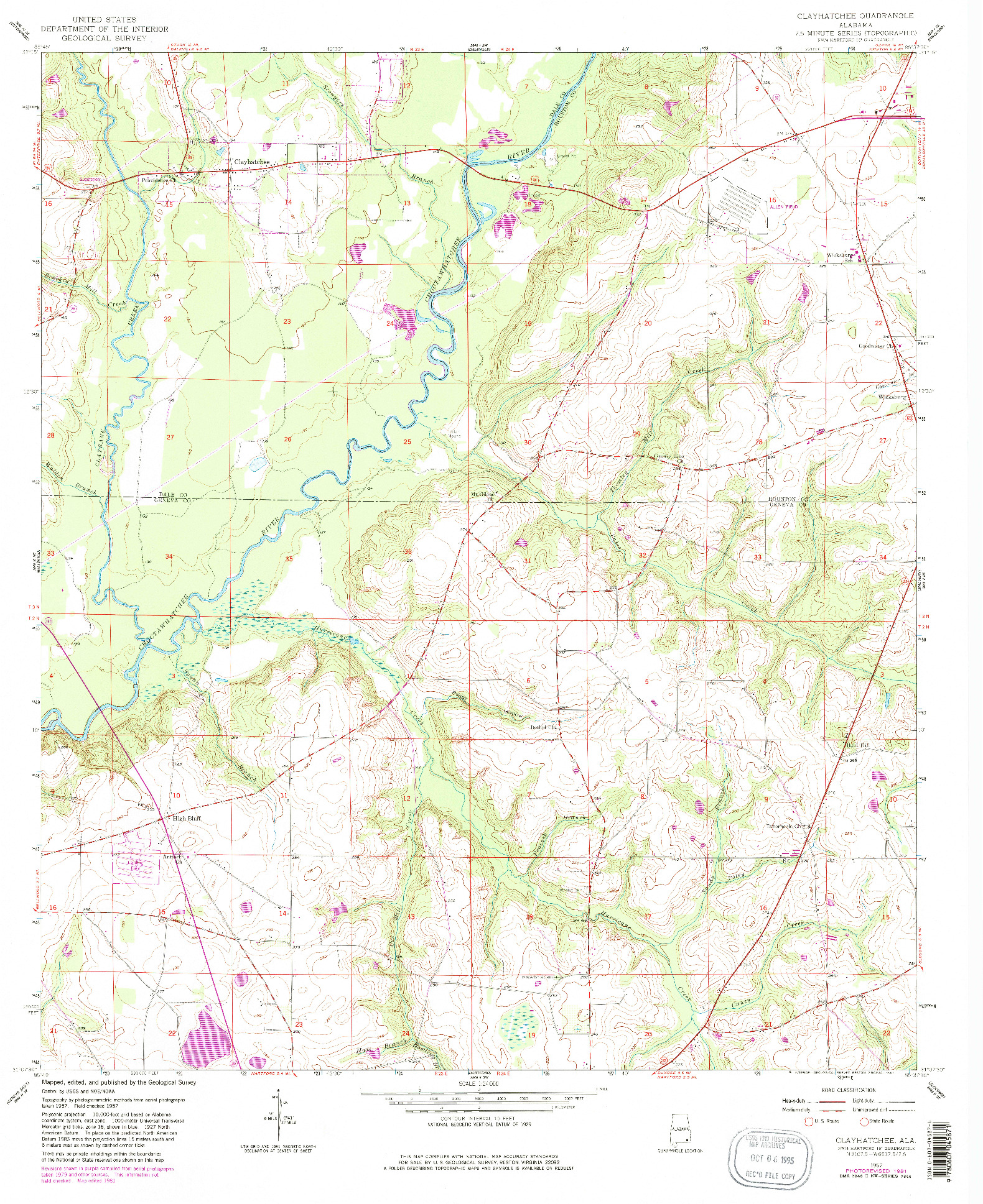 USGS 1:24000-SCALE QUADRANGLE FOR CLAYHATCHEE, AL 1957