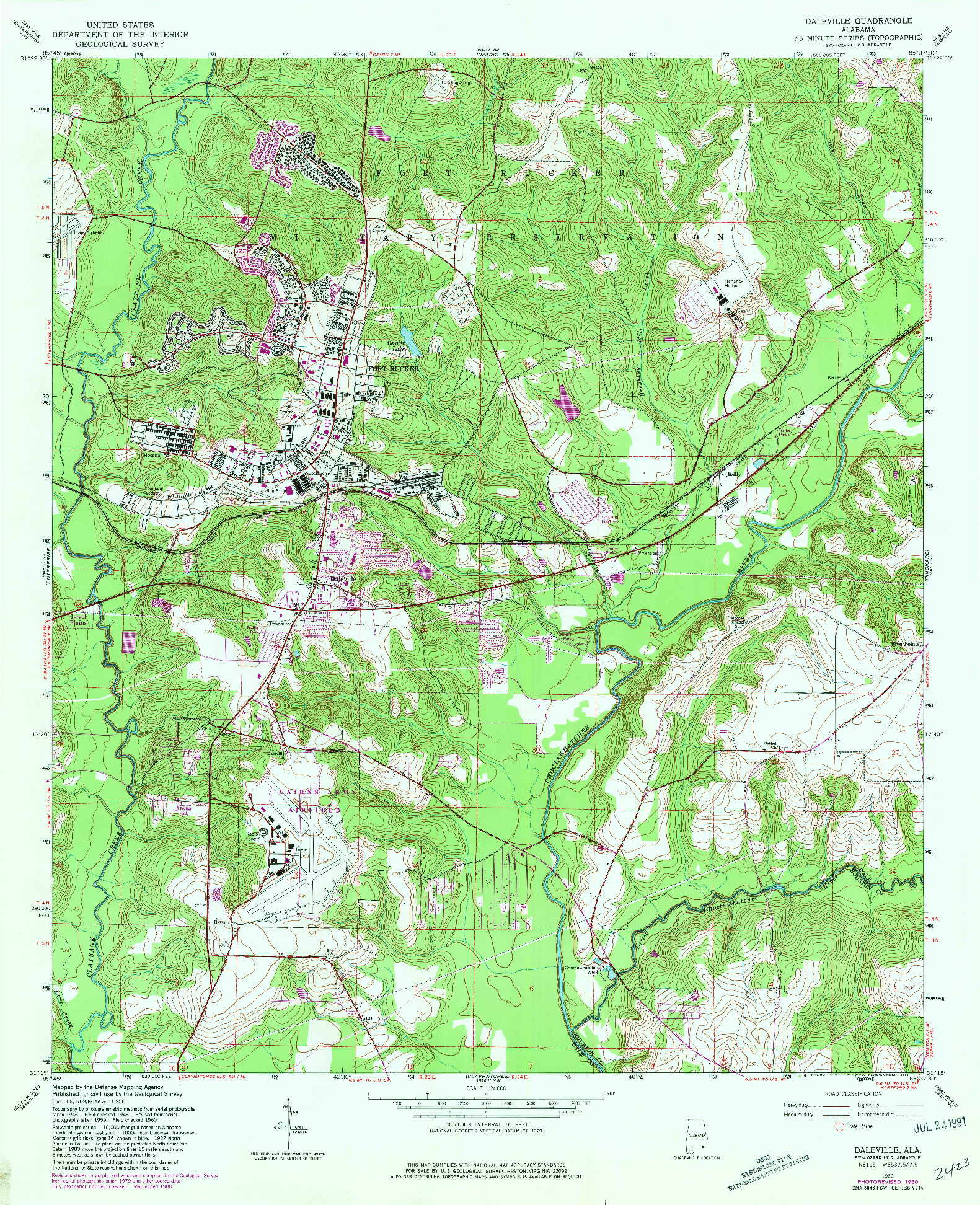 USGS 1:24000-SCALE QUADRANGLE FOR DALEVILLE, AL 1960