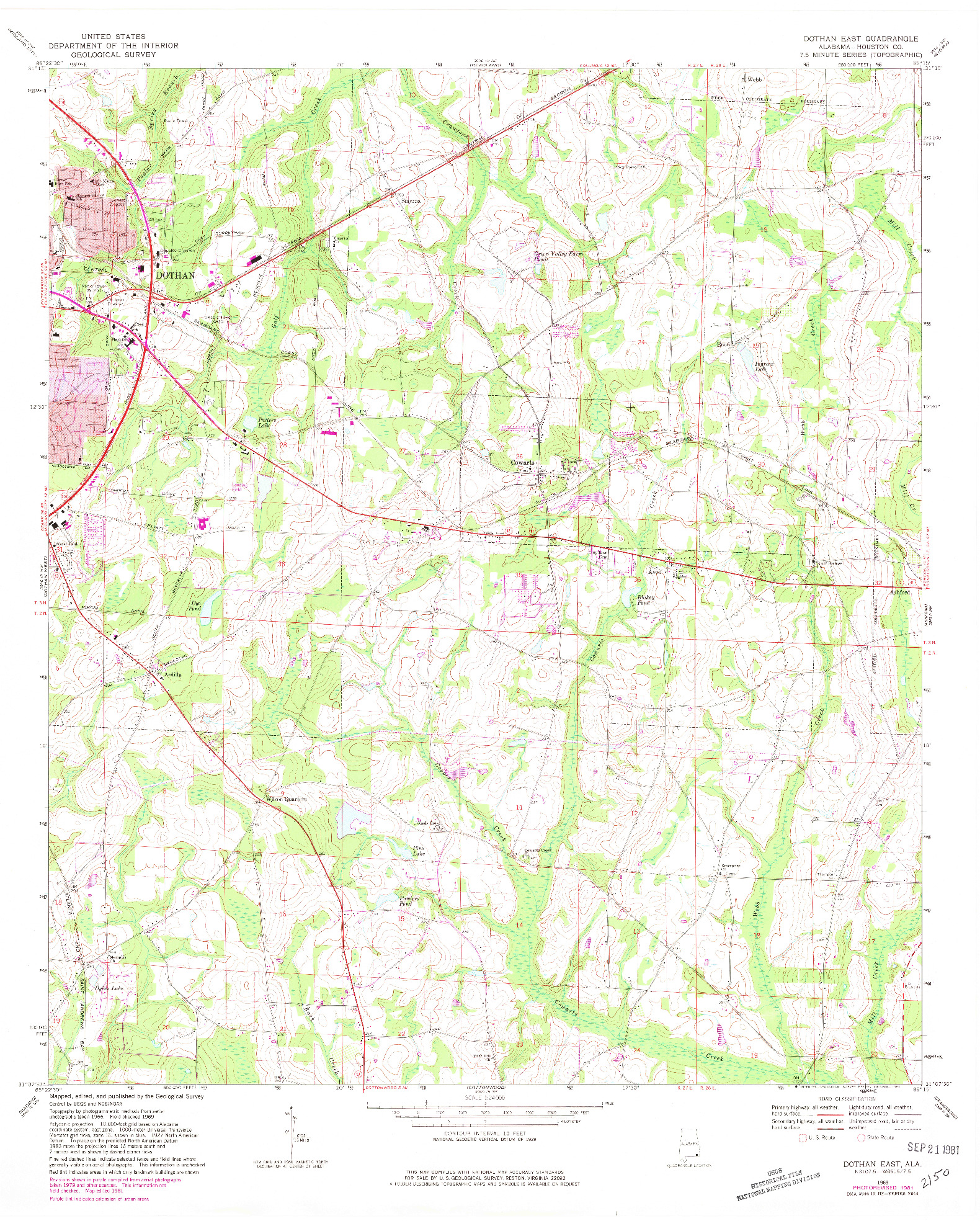 USGS 1:24000-SCALE QUADRANGLE FOR DOTHAN EAST, AL 1969