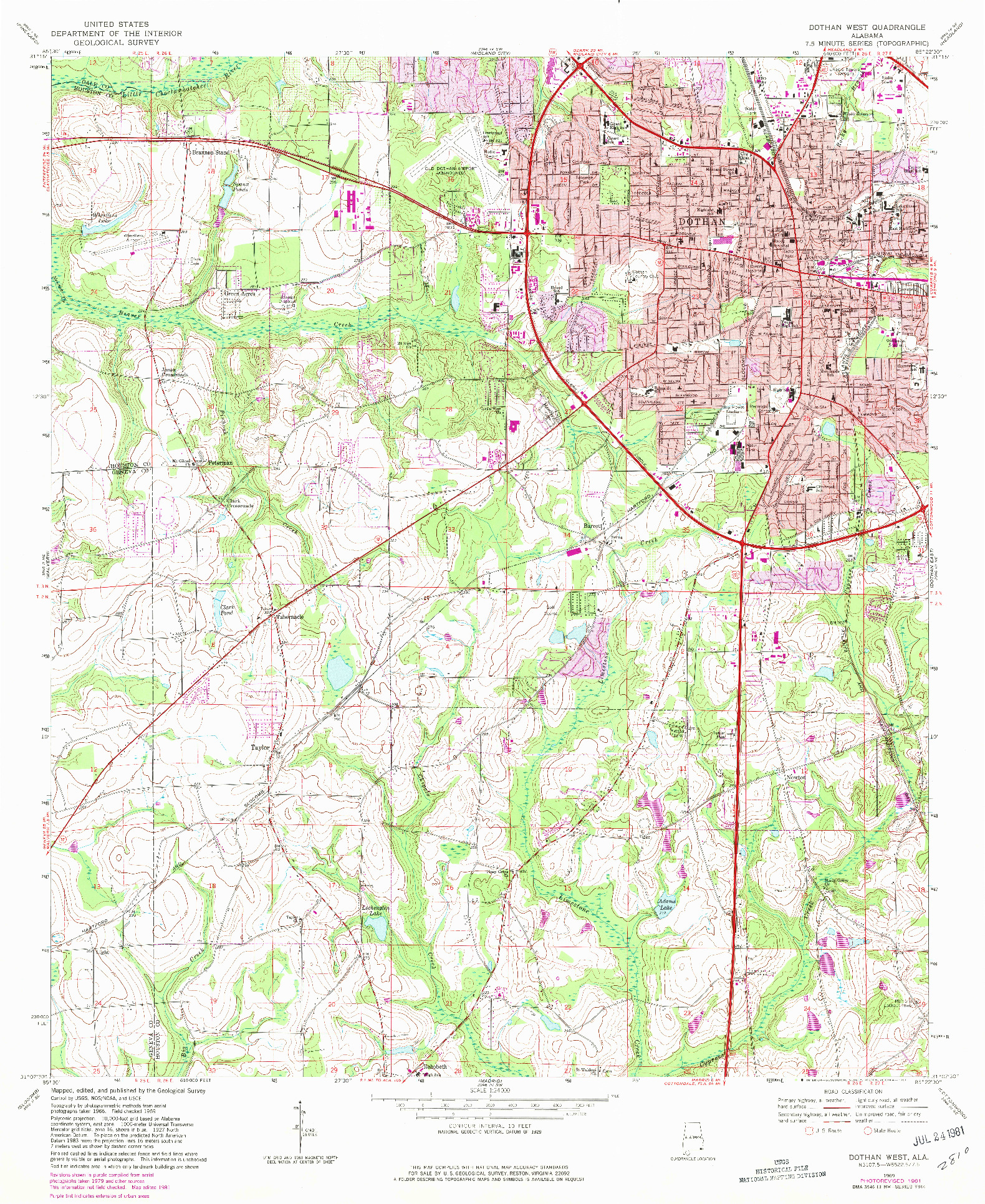 USGS 1:24000-SCALE QUADRANGLE FOR DOTHAN WEST, AL 1969