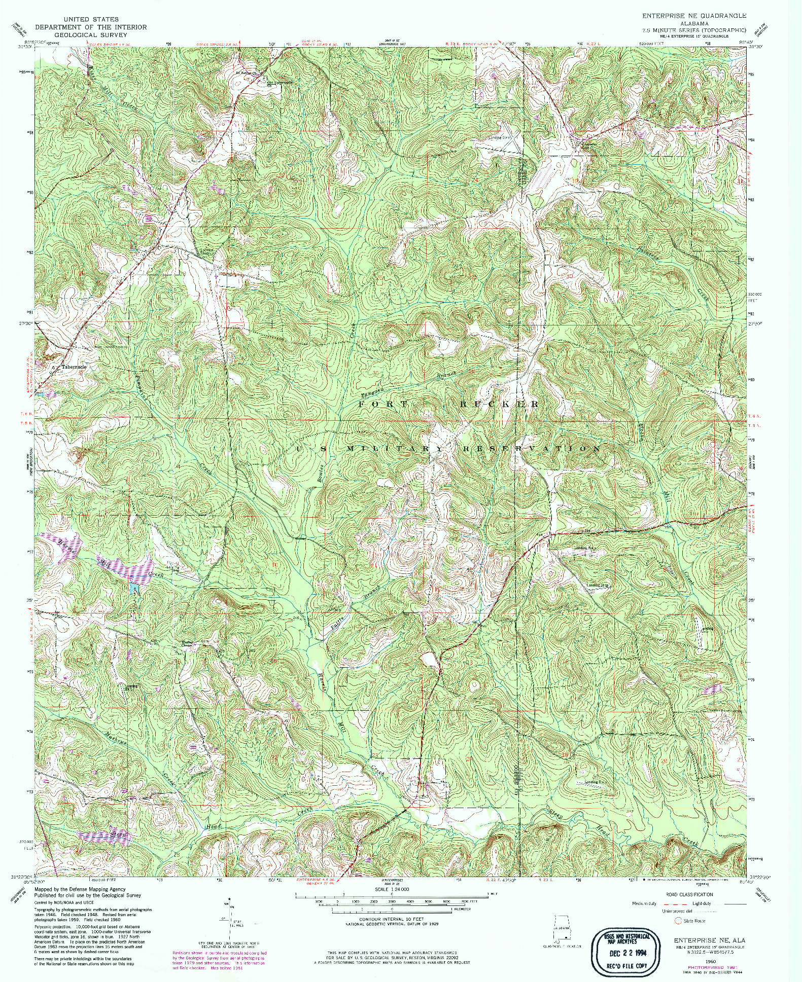 USGS 1:24000-SCALE QUADRANGLE FOR ENTERPRISE NE, AL 1960