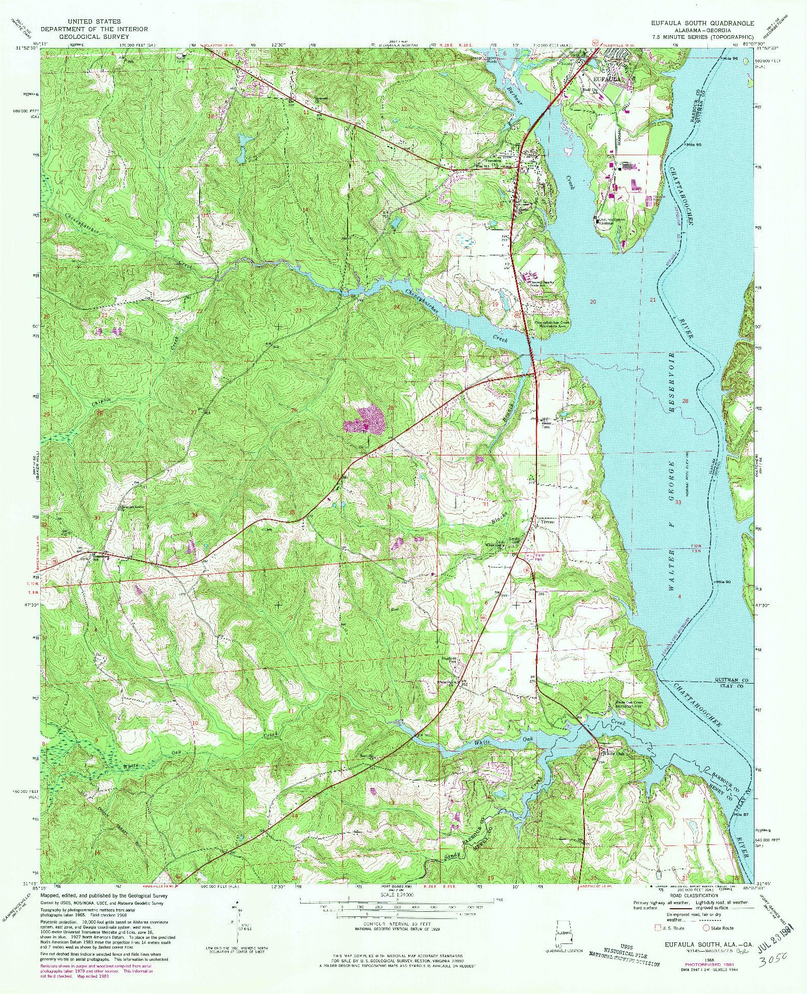 USGS 1:24000-SCALE QUADRANGLE FOR EUFAULA SOUTH, AL 1968