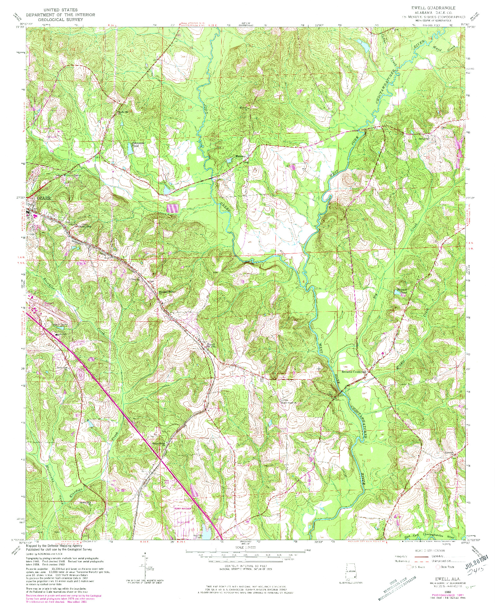 USGS 1:24000-SCALE QUADRANGLE FOR EWELL, AL 1960