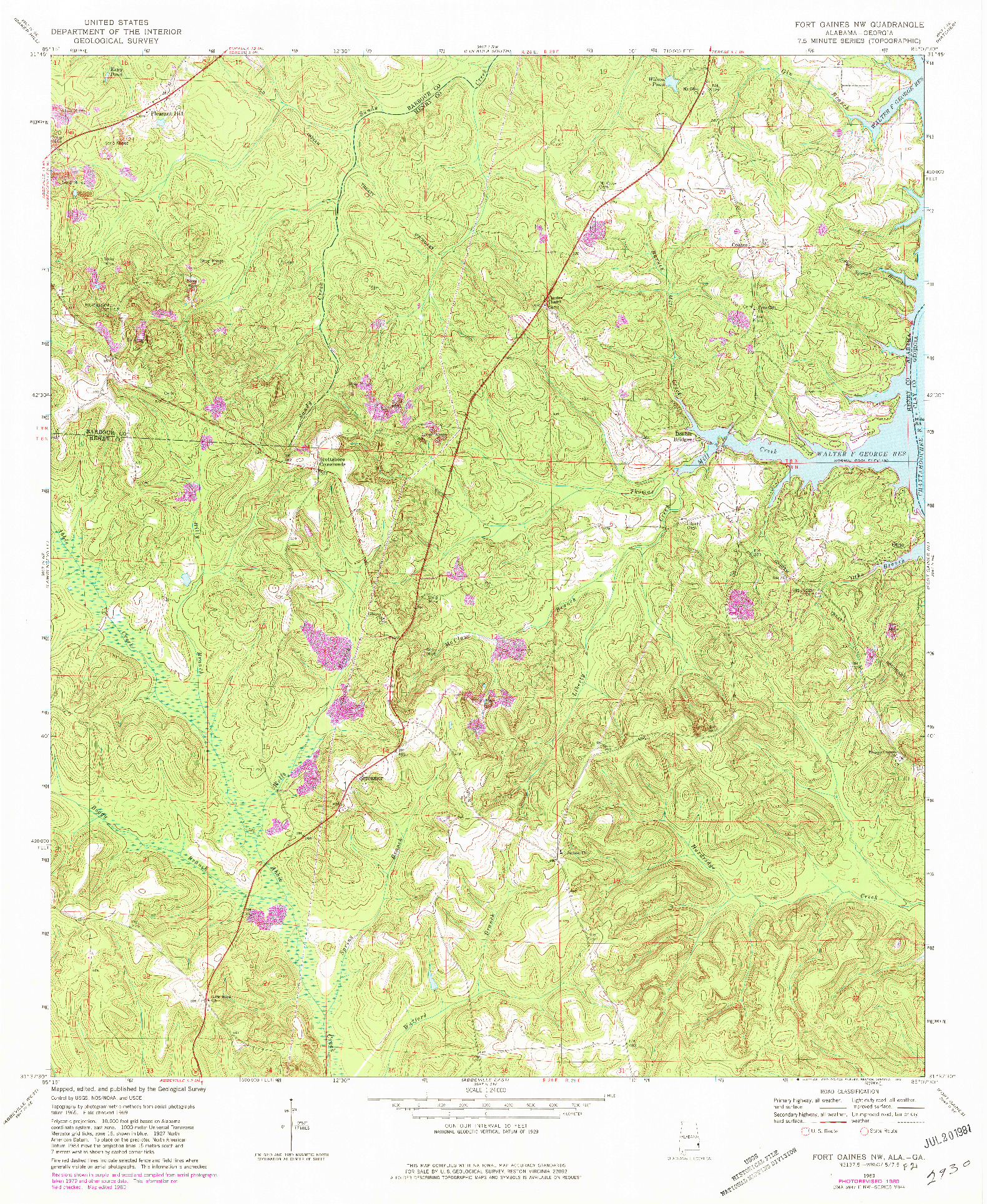 USGS 1:24000-SCALE QUADRANGLE FOR FORT GAINES NW, AL 1969