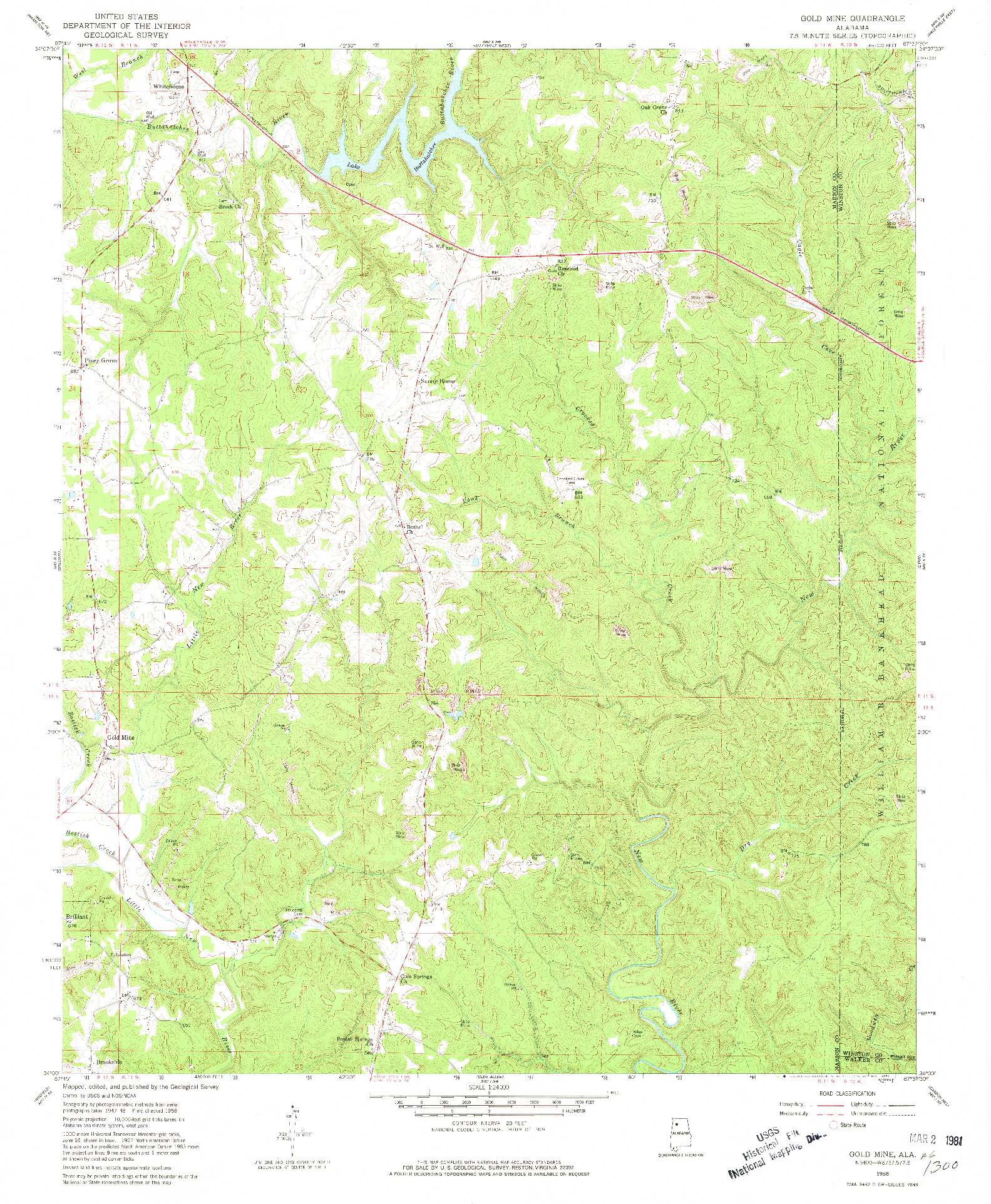 USGS 1:24000-SCALE QUADRANGLE FOR GOLD MINE, AL 1958