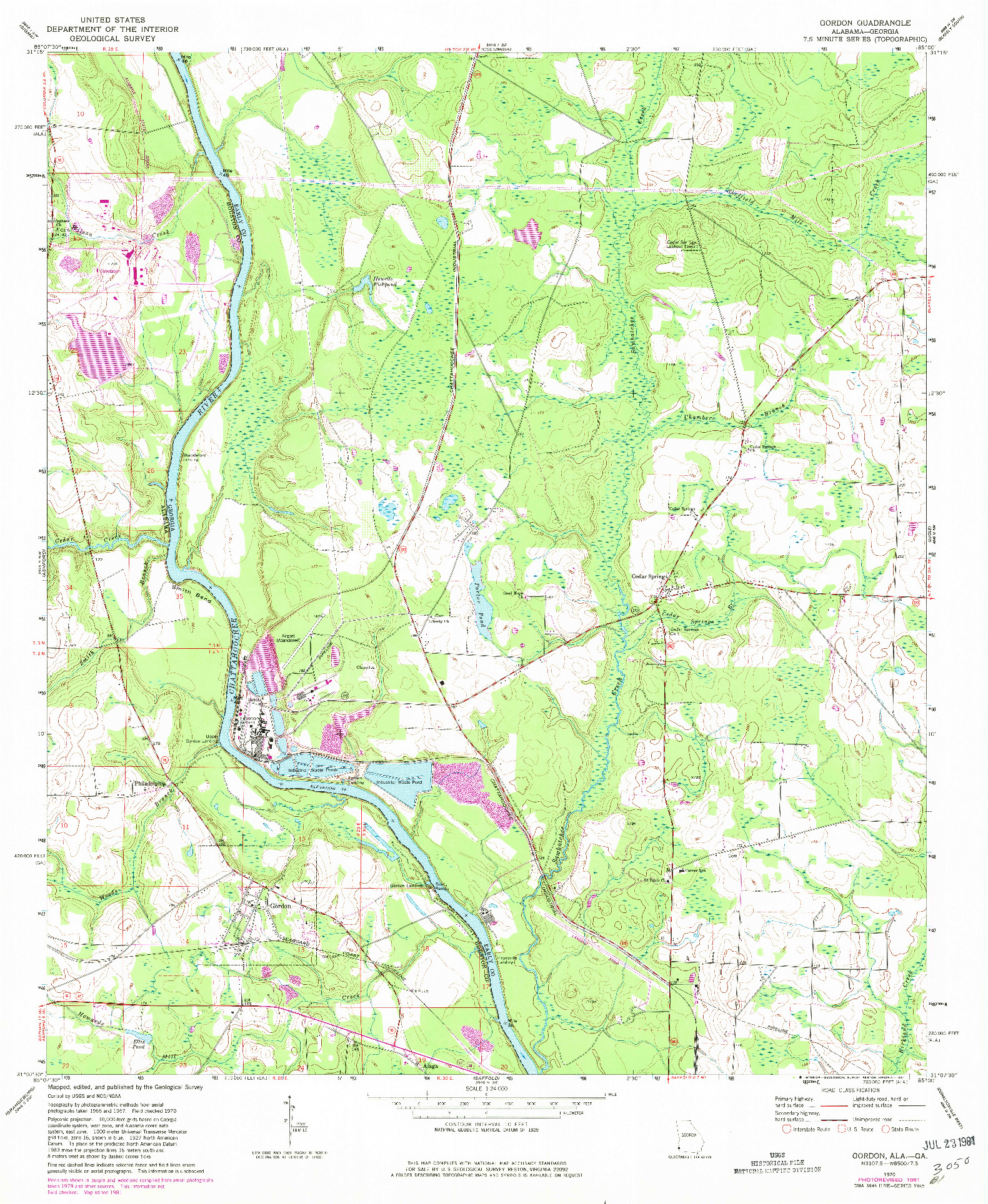USGS 1:24000-SCALE QUADRANGLE FOR GORDON, AL 1970