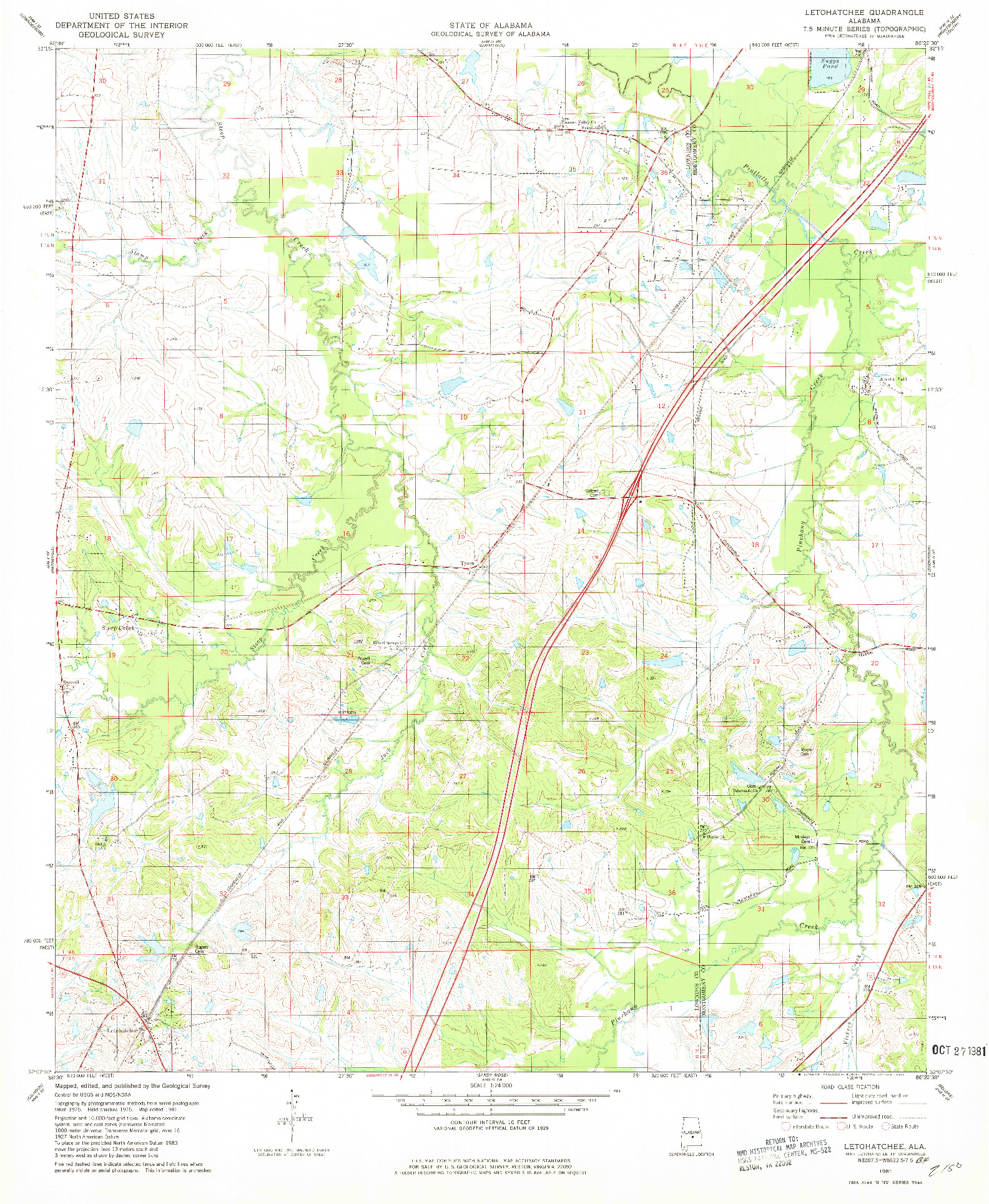 USGS 1:24000-SCALE QUADRANGLE FOR LETOHATCHEE, AL 1981