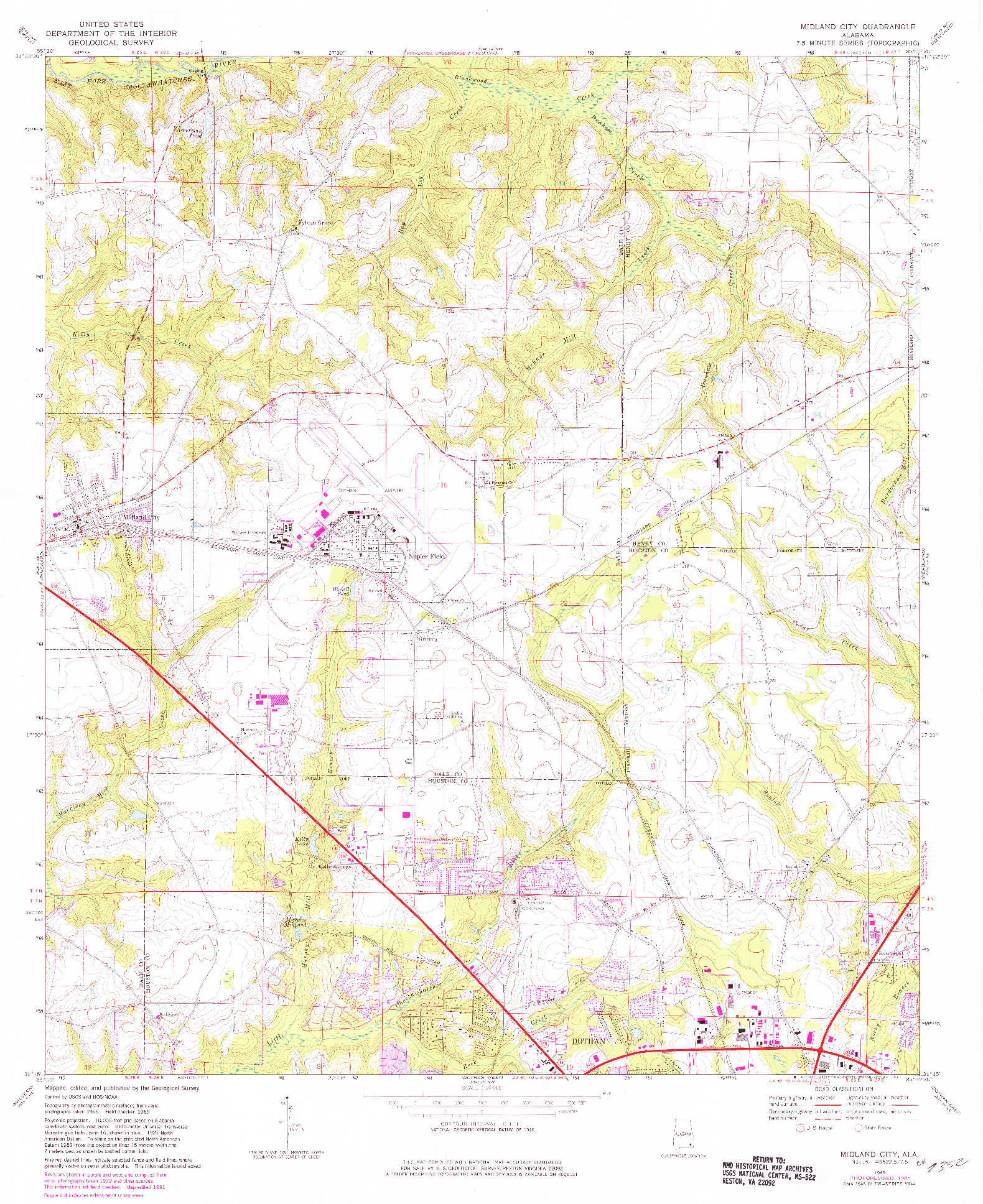 USGS 1:24000-SCALE QUADRANGLE FOR MIDLAND CITY, AL 1969