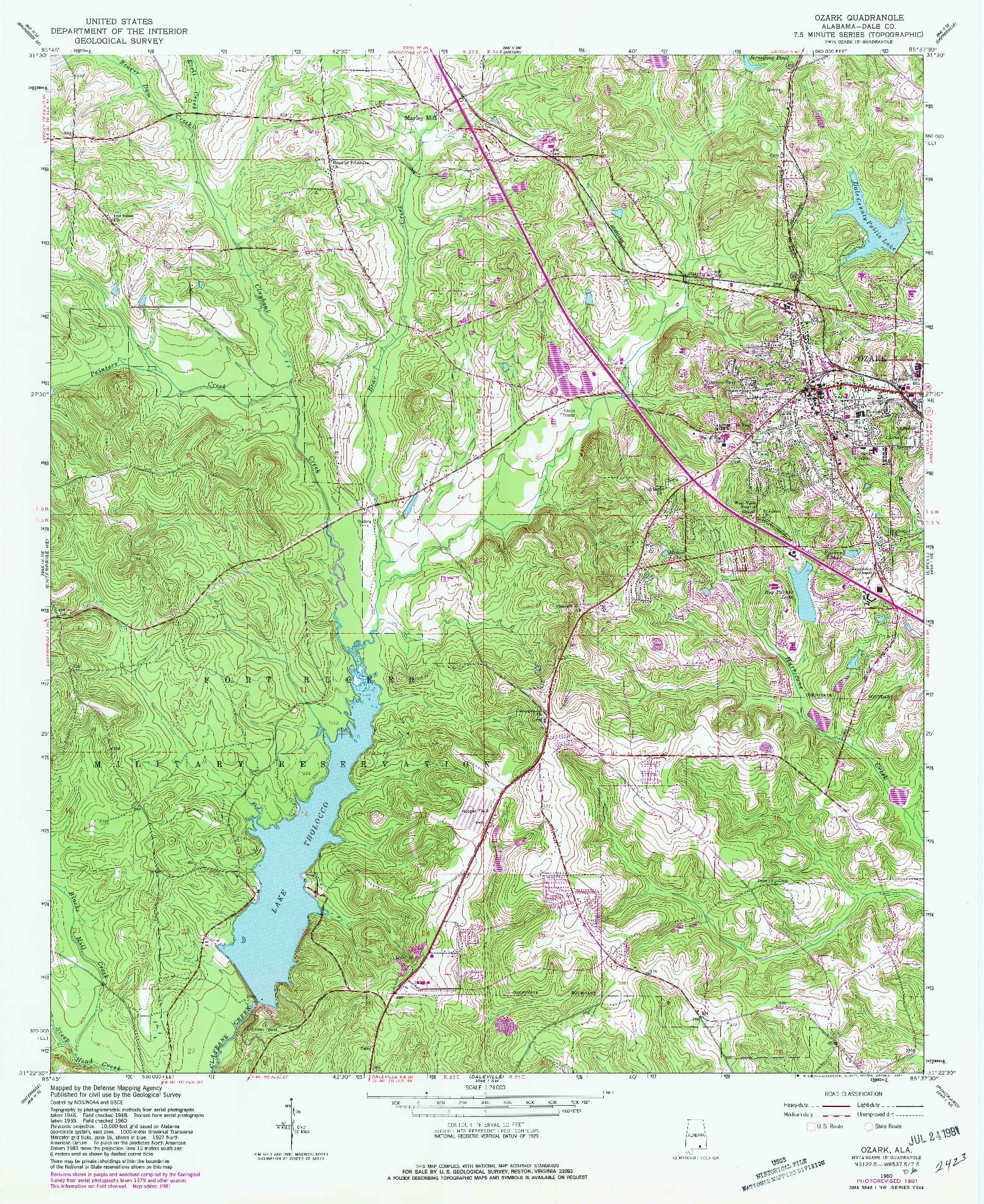 USGS 1:24000-SCALE QUADRANGLE FOR OZARK, AL 1960