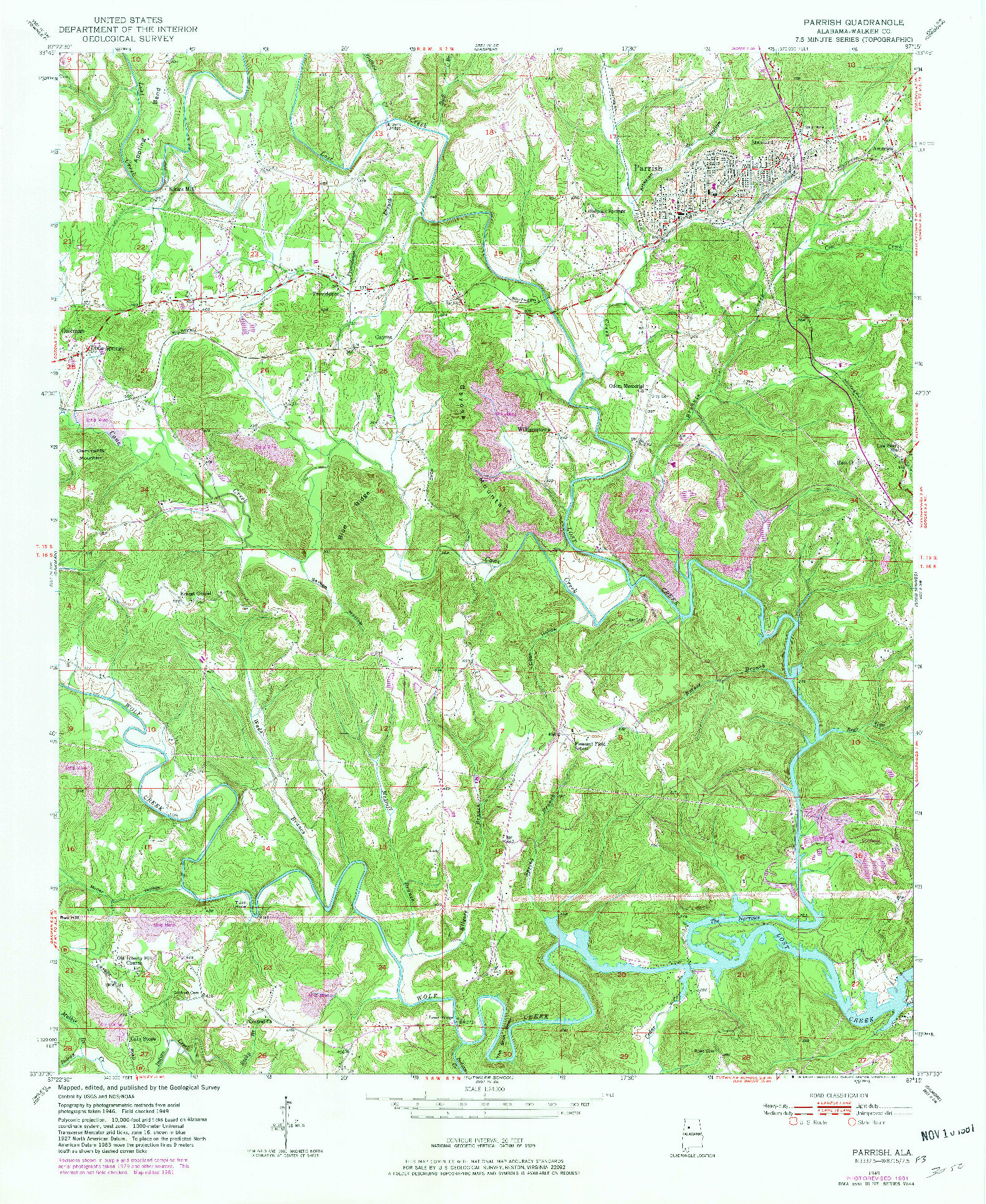 USGS 1:24000-SCALE QUADRANGLE FOR PARRISH, AL 1949