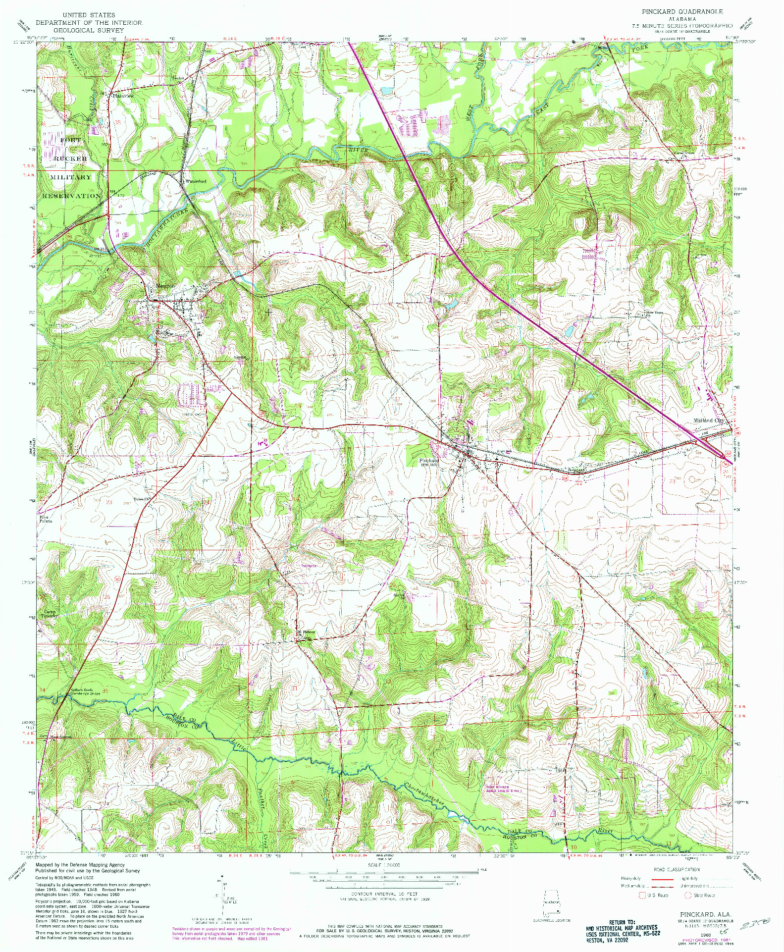 USGS 1:24000-SCALE QUADRANGLE FOR PINCKARD, AL 1960