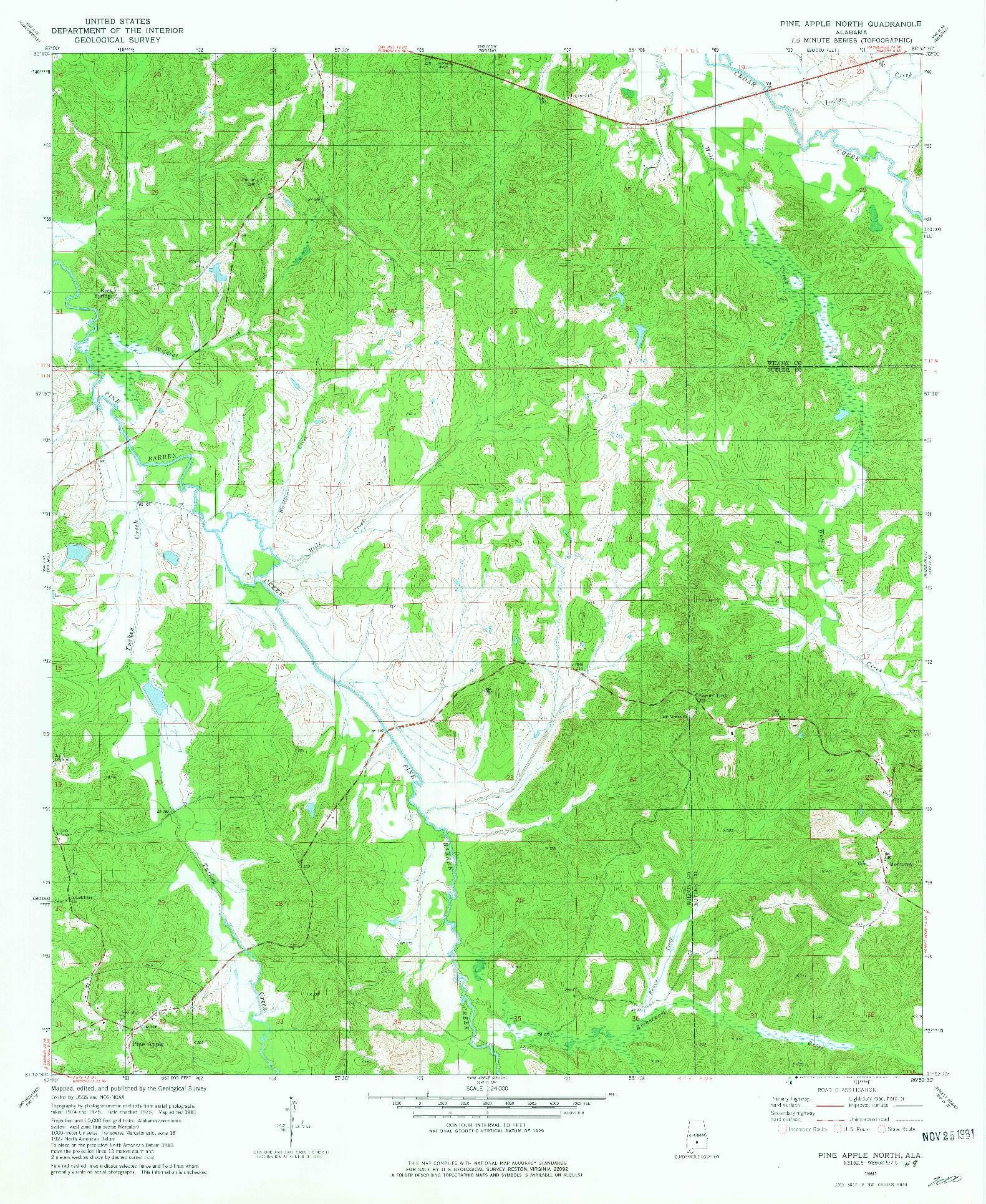 USGS 1:24000-SCALE QUADRANGLE FOR PINE APPLE NORTH, AL 1981