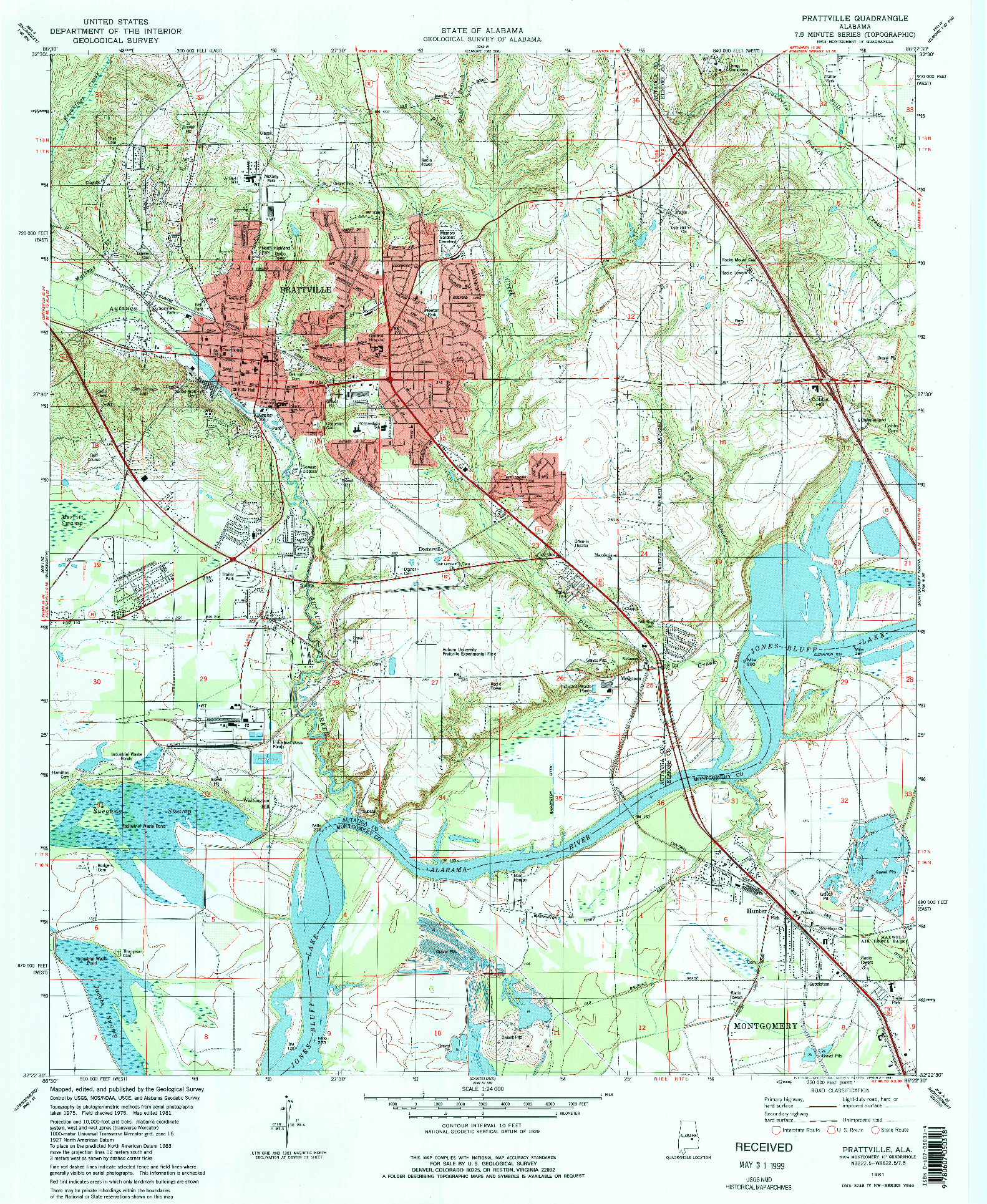USGS 1:24000-SCALE QUADRANGLE FOR PRATTVILLE, AL 1981