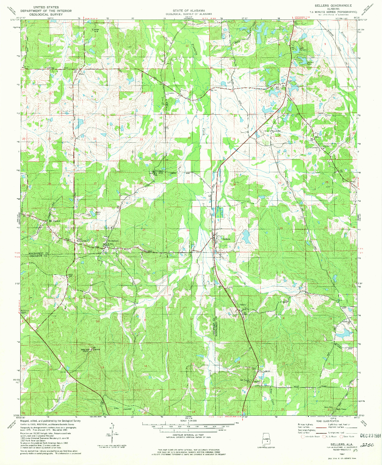 USGS 1:24000-SCALE QUADRANGLE FOR SELLERS, AL 1981