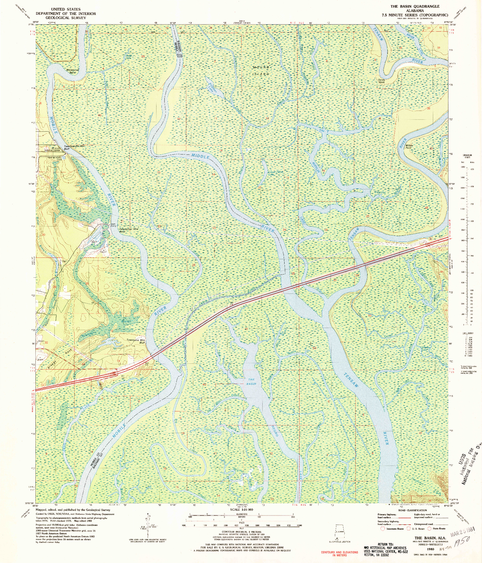 USGS 1:24000-SCALE QUADRANGLE FOR THE BASIN, AL 1980