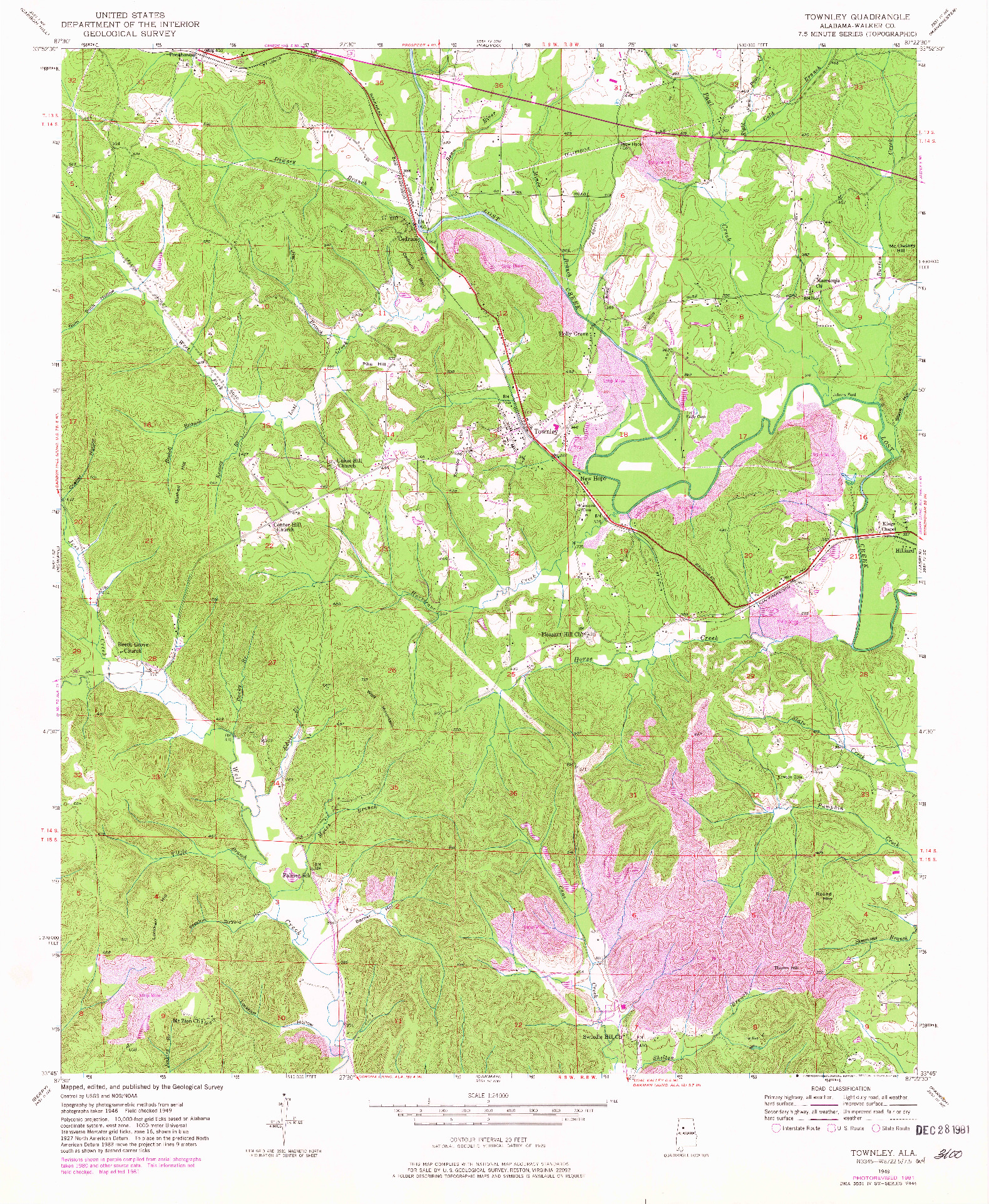 USGS 1:24000-SCALE QUADRANGLE FOR TOWNLEY, AL 1949