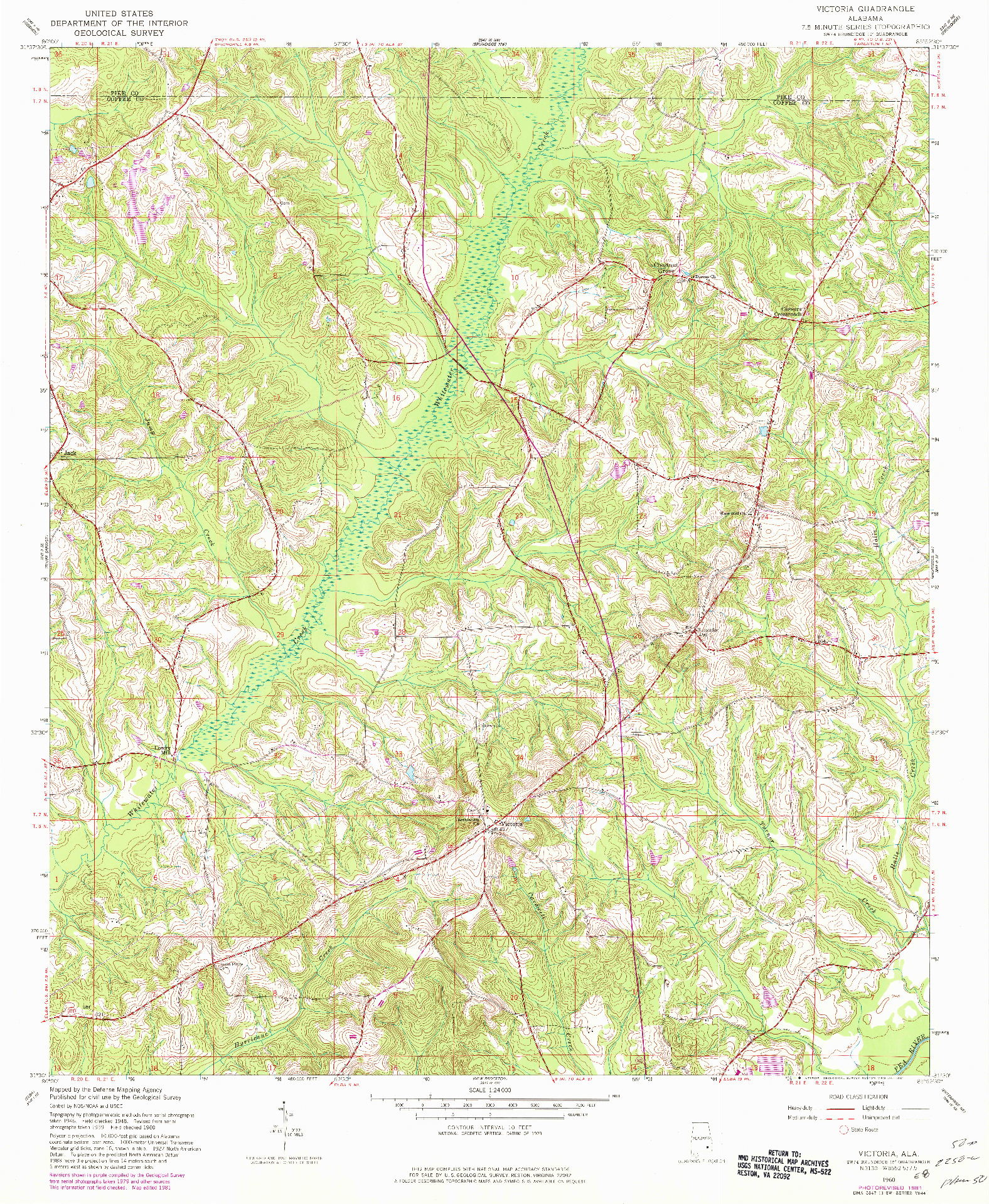 USGS 1:24000-SCALE QUADRANGLE FOR VICTORIA, AL 1960