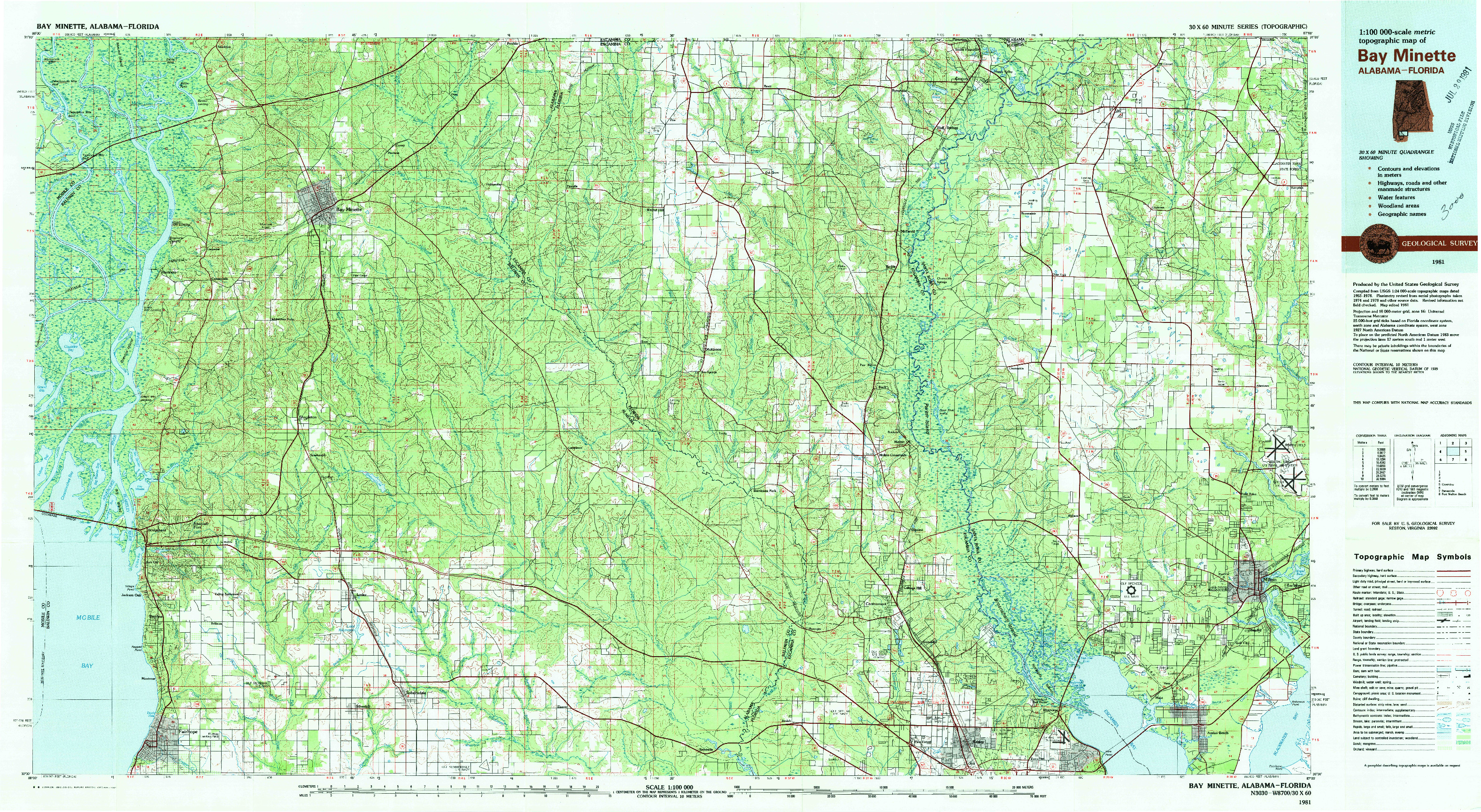 USGS 1:100000-SCALE QUADRANGLE FOR BAY MINETTE, AL 1981