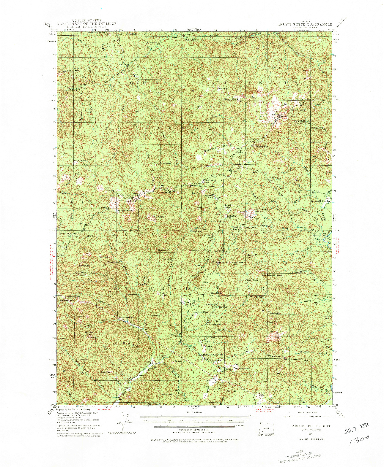 USGS 1:62500-SCALE QUADRANGLE FOR ABBOTT BUTTE, OR 1944