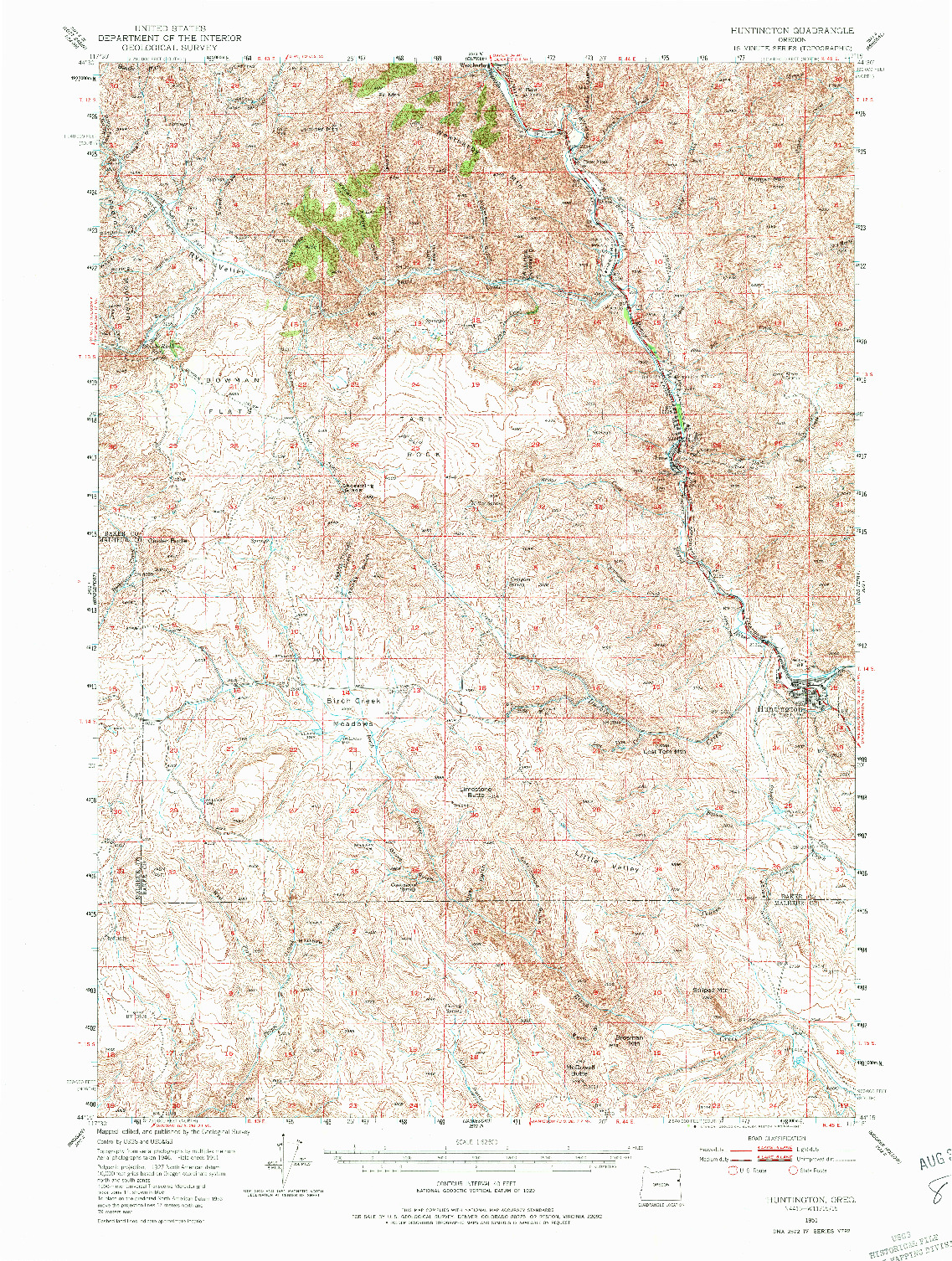 USGS 1:62500-SCALE QUADRANGLE FOR HUNTINGTON, OR 1951