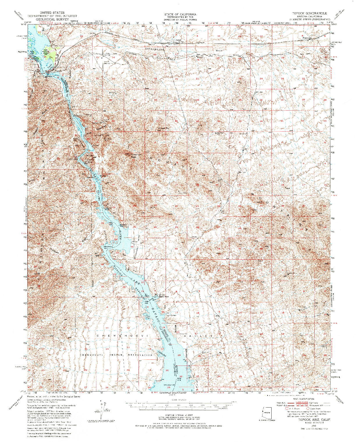 USGS 1:62500-SCALE QUADRANGLE FOR TOPOCK, AZ 1950