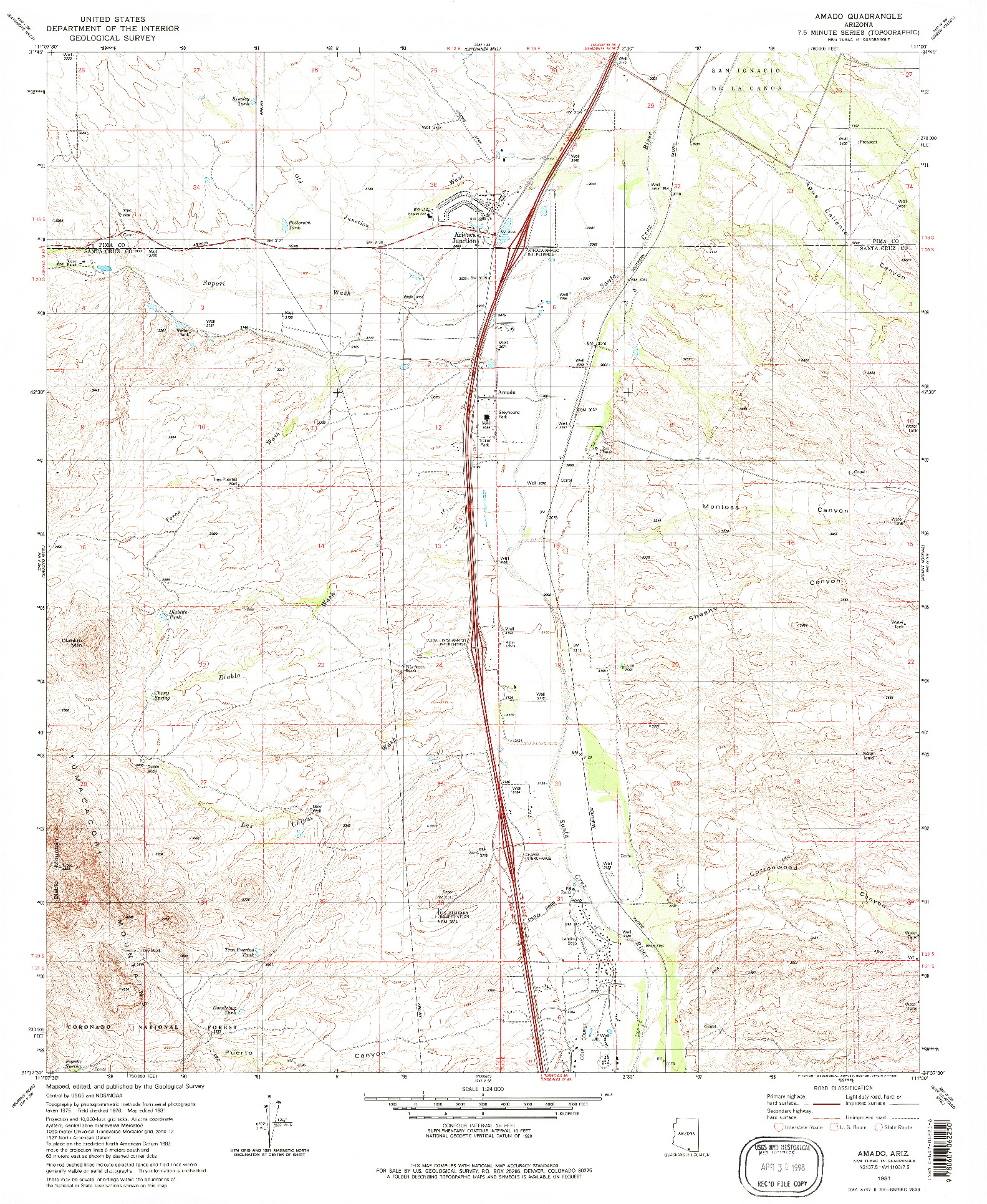 USGS 1:24000-SCALE QUADRANGLE FOR AMADO, AZ 1981