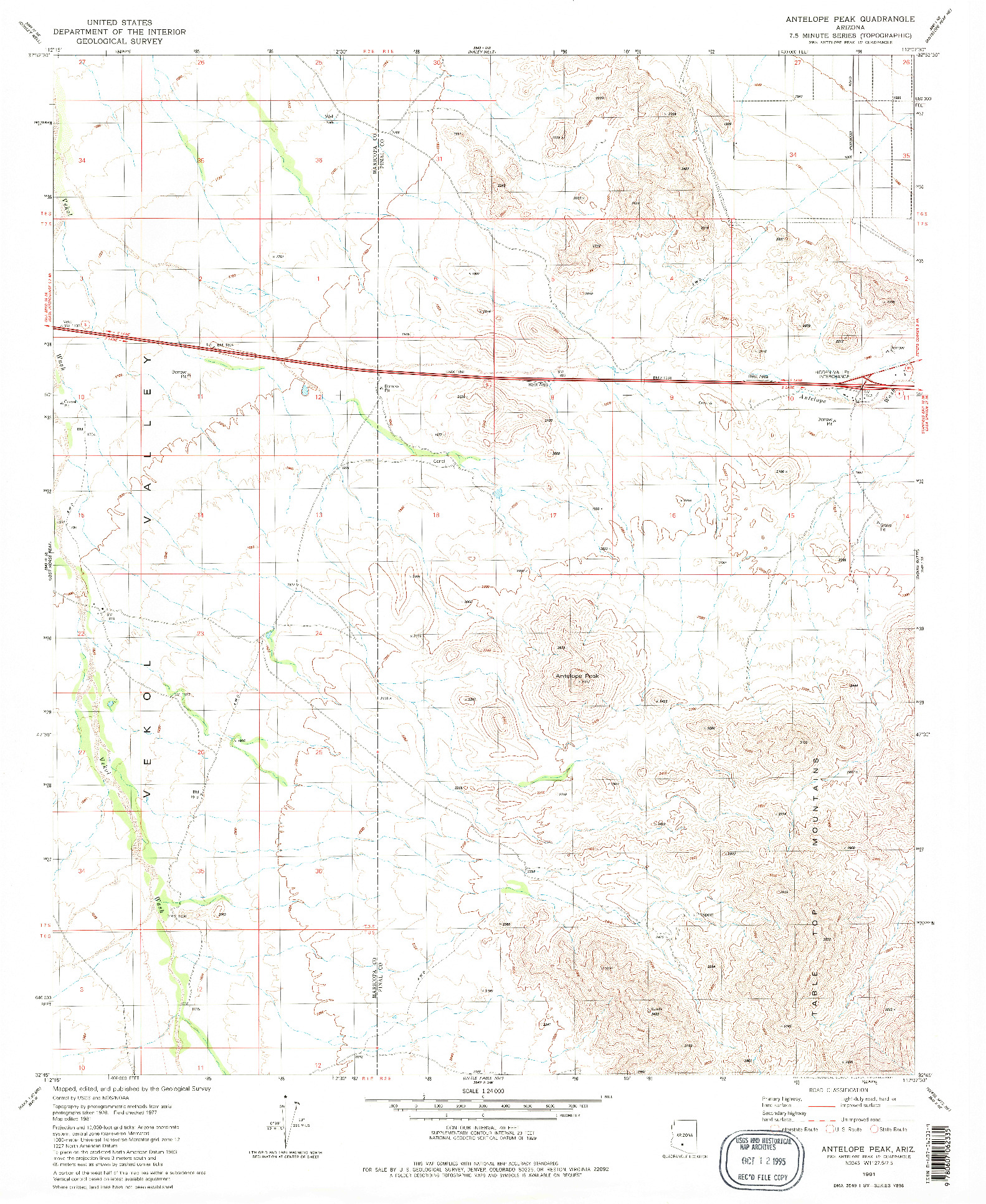 USGS 1:24000-SCALE QUADRANGLE FOR ANTELOPE PEAK, AZ 1981