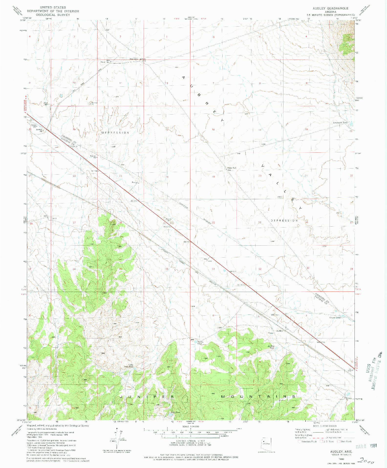 USGS 1:24000-SCALE QUADRANGLE FOR AUDLEY, AZ 1980