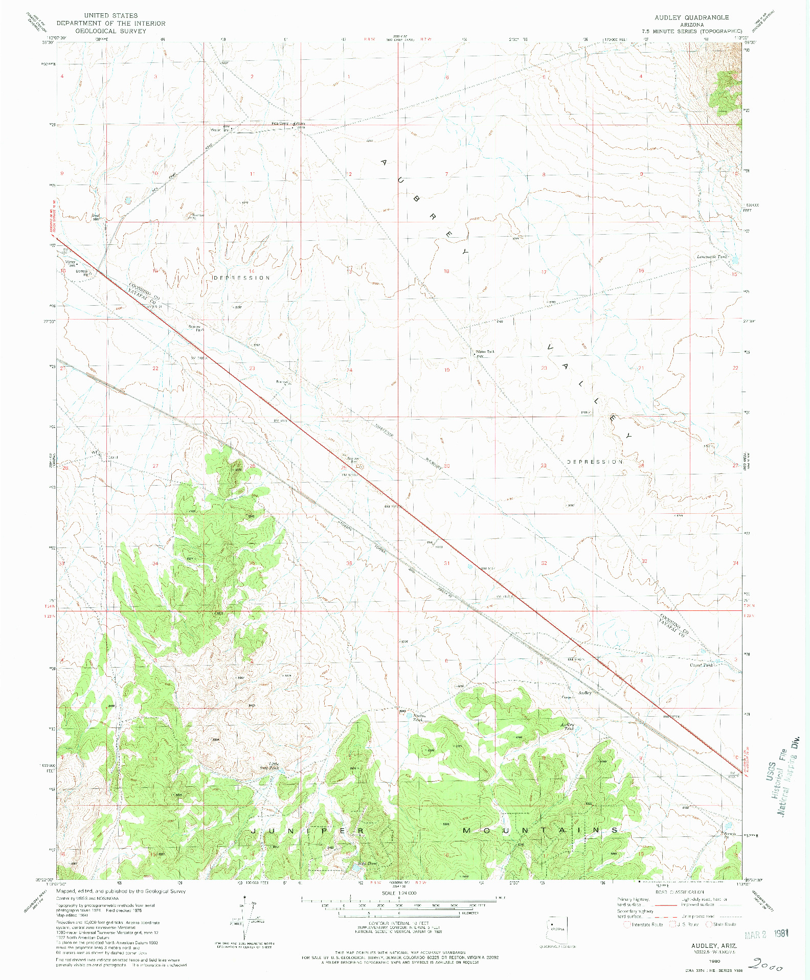 USGS 1:24000-SCALE QUADRANGLE FOR AUDLEY, AZ 1980