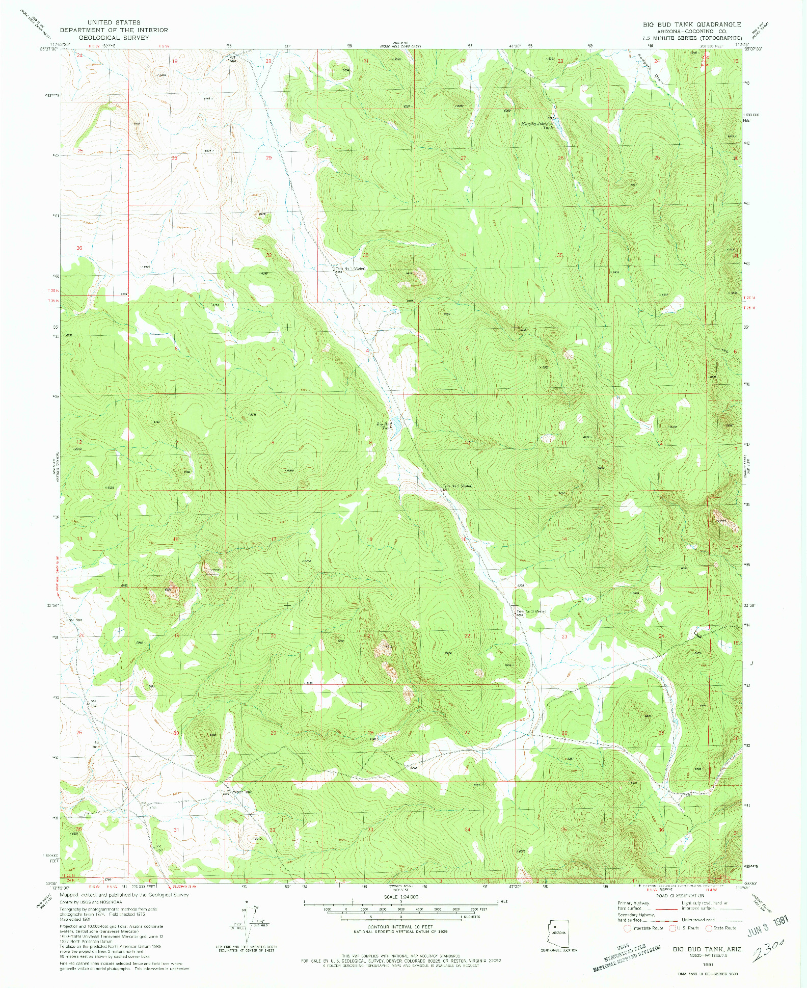 USGS 1:24000-SCALE QUADRANGLE FOR BIG BUD TANK, AZ 1981