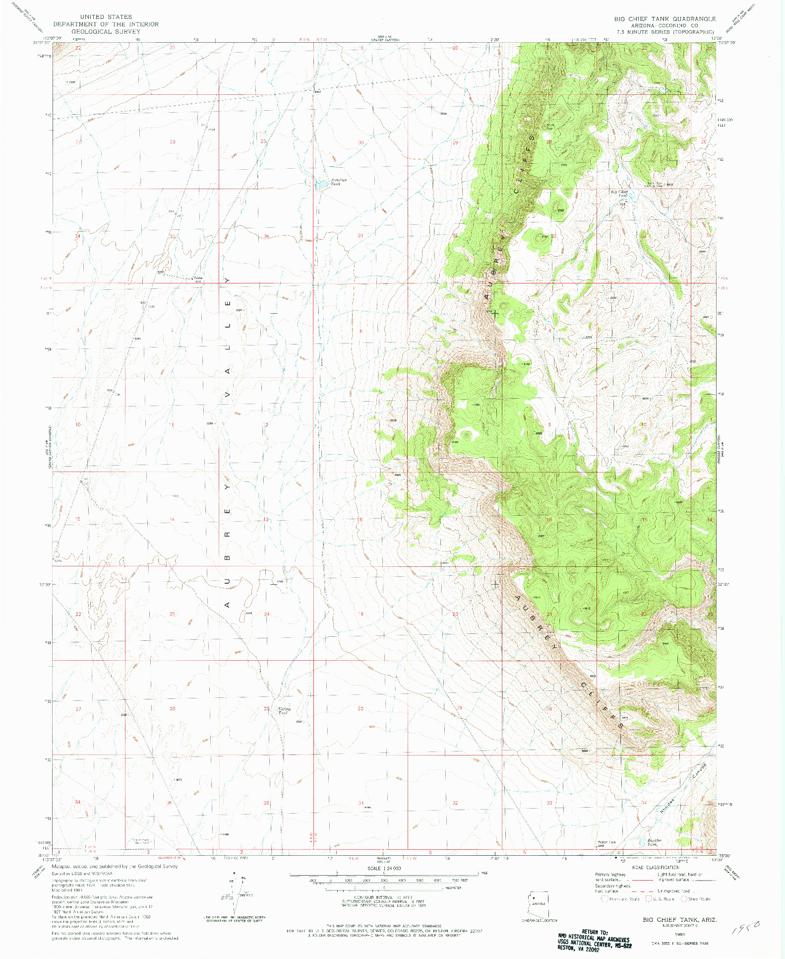 USGS 1:24000-SCALE QUADRANGLE FOR BIG CHIEF TANK, AZ 1981