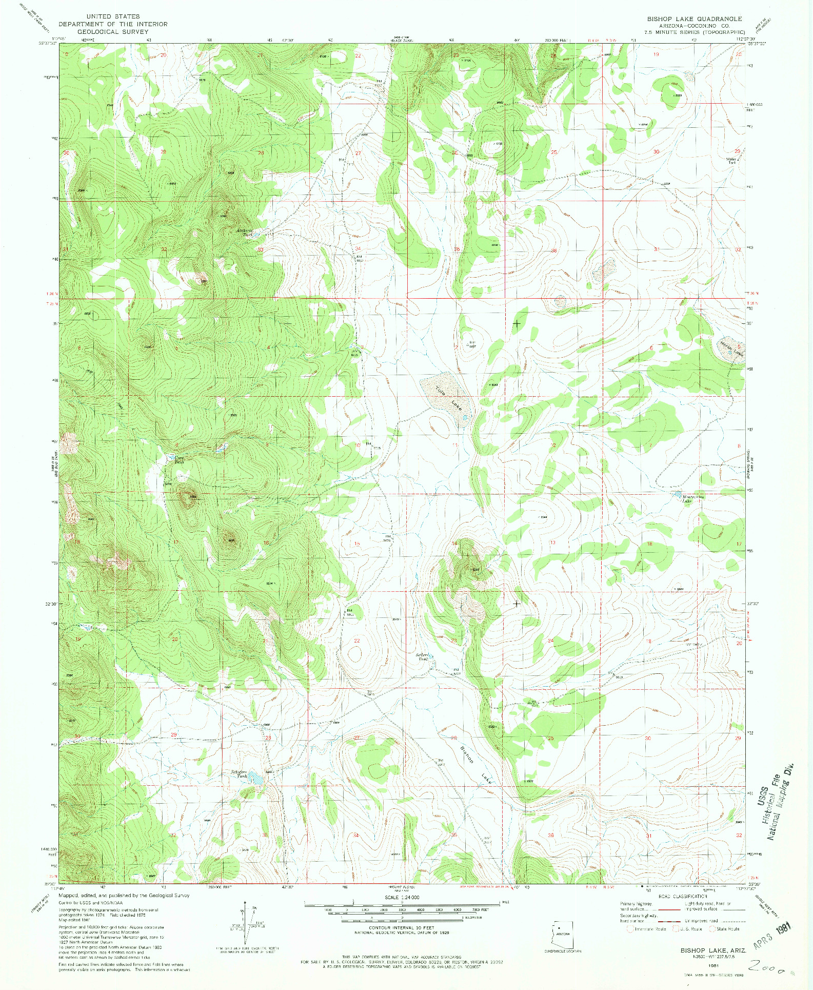 USGS 1:24000-SCALE QUADRANGLE FOR BISHOP LAKE, AZ 1981