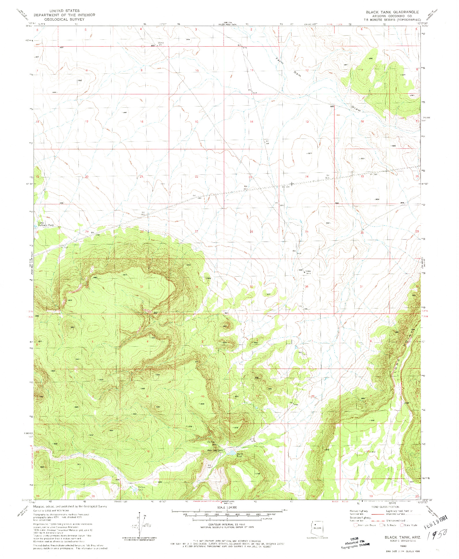 USGS 1:24000-SCALE QUADRANGLE FOR BLACK TANK, AZ 1980