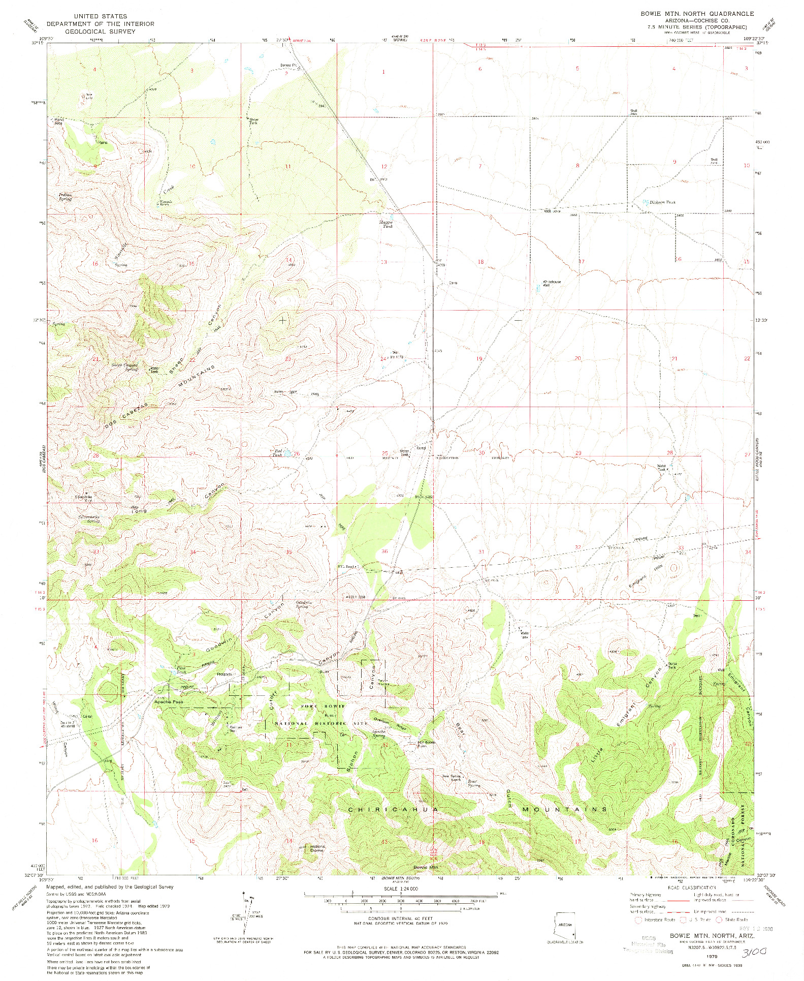 USGS 1:24000-SCALE QUADRANGLE FOR BOWIE MTN NORTH, AZ 1979