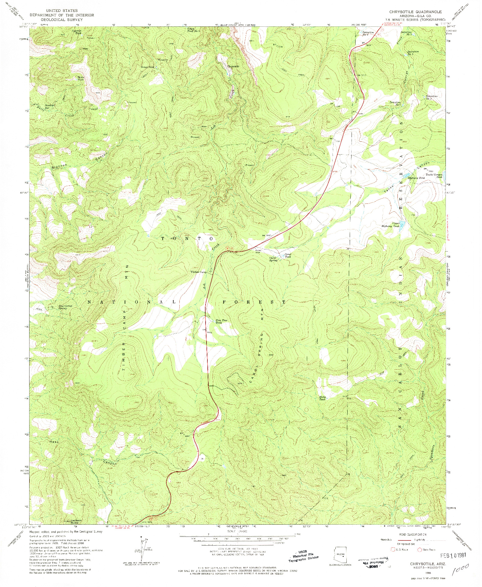 USGS 1:24000-SCALE QUADRANGLE FOR CHRYSOTILE, AZ 1966