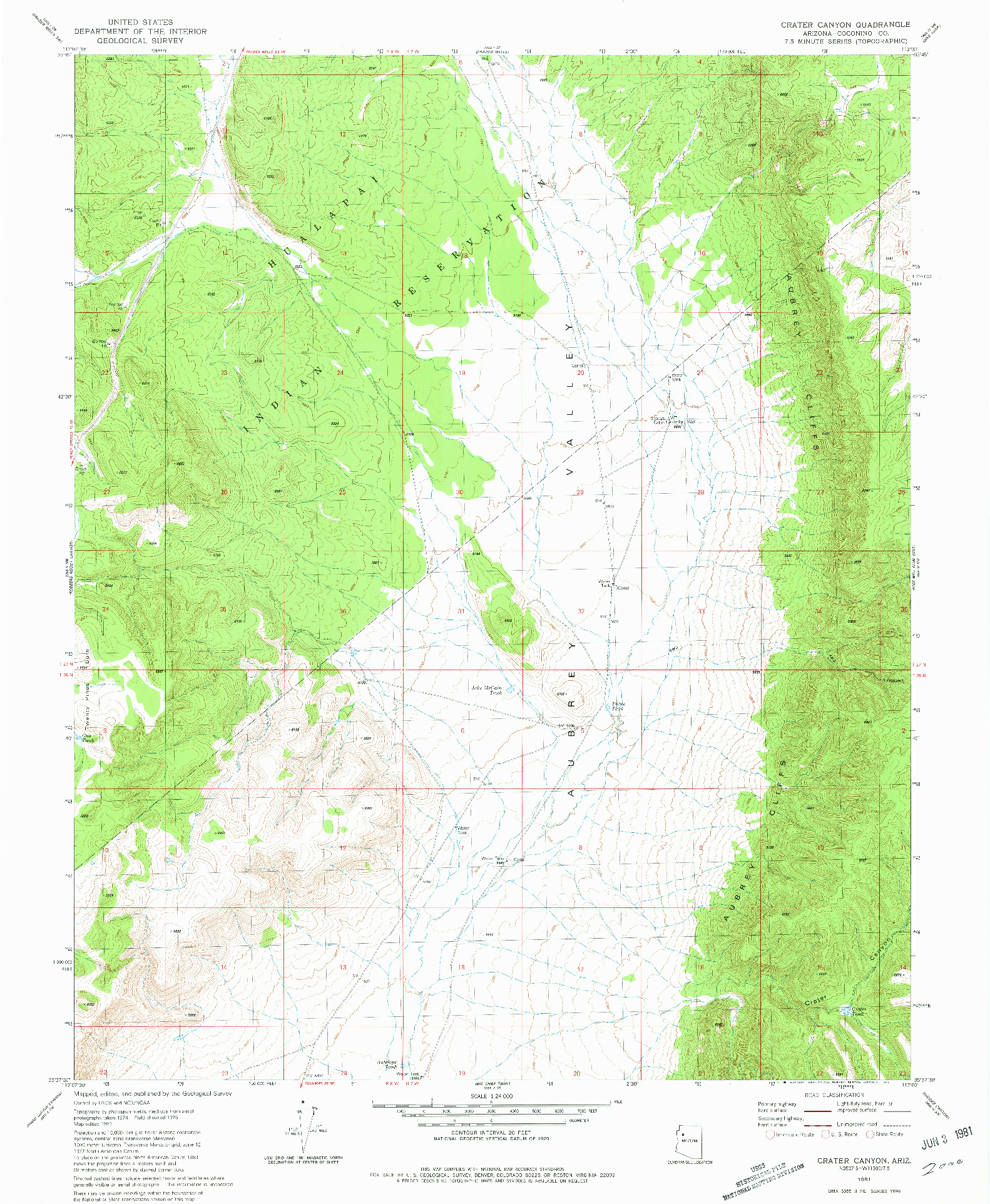 USGS 1:24000-SCALE QUADRANGLE FOR CRATER CANYON, AZ 1981