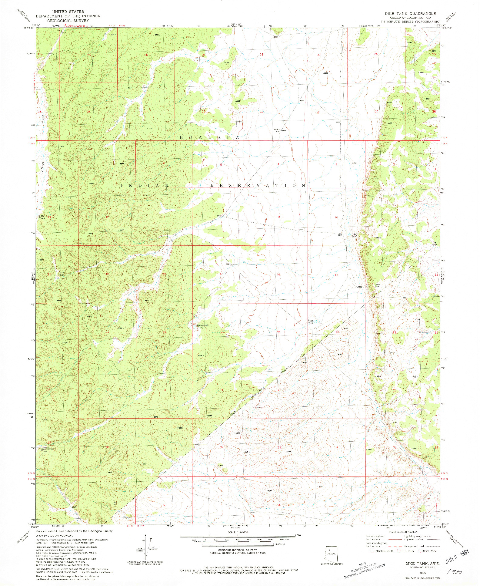 USGS 1:24000-SCALE QUADRANGLE FOR DIKE TANK, AZ 1980