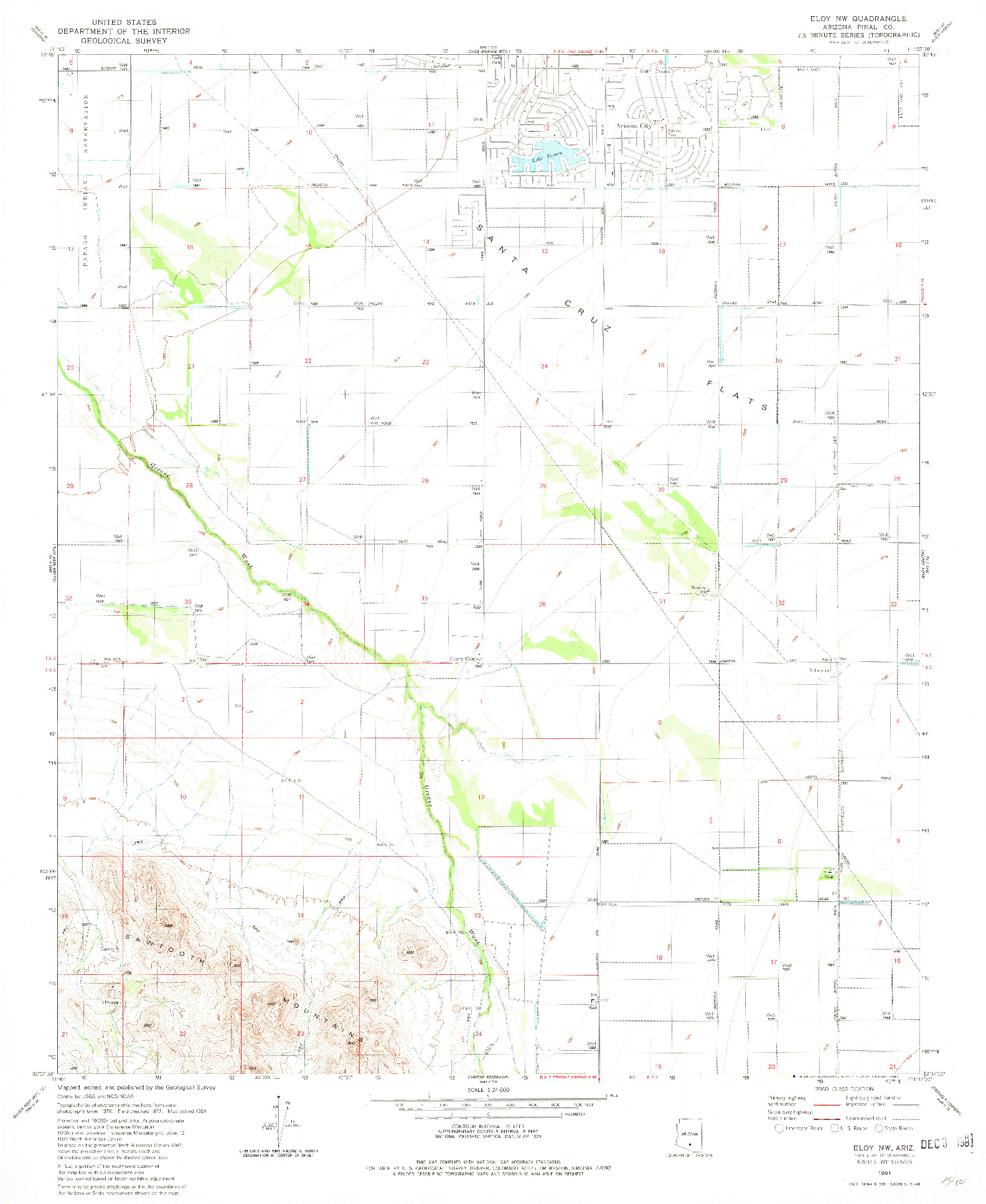 USGS 1:24000-SCALE QUADRANGLE FOR ELOY NW, AZ 1981