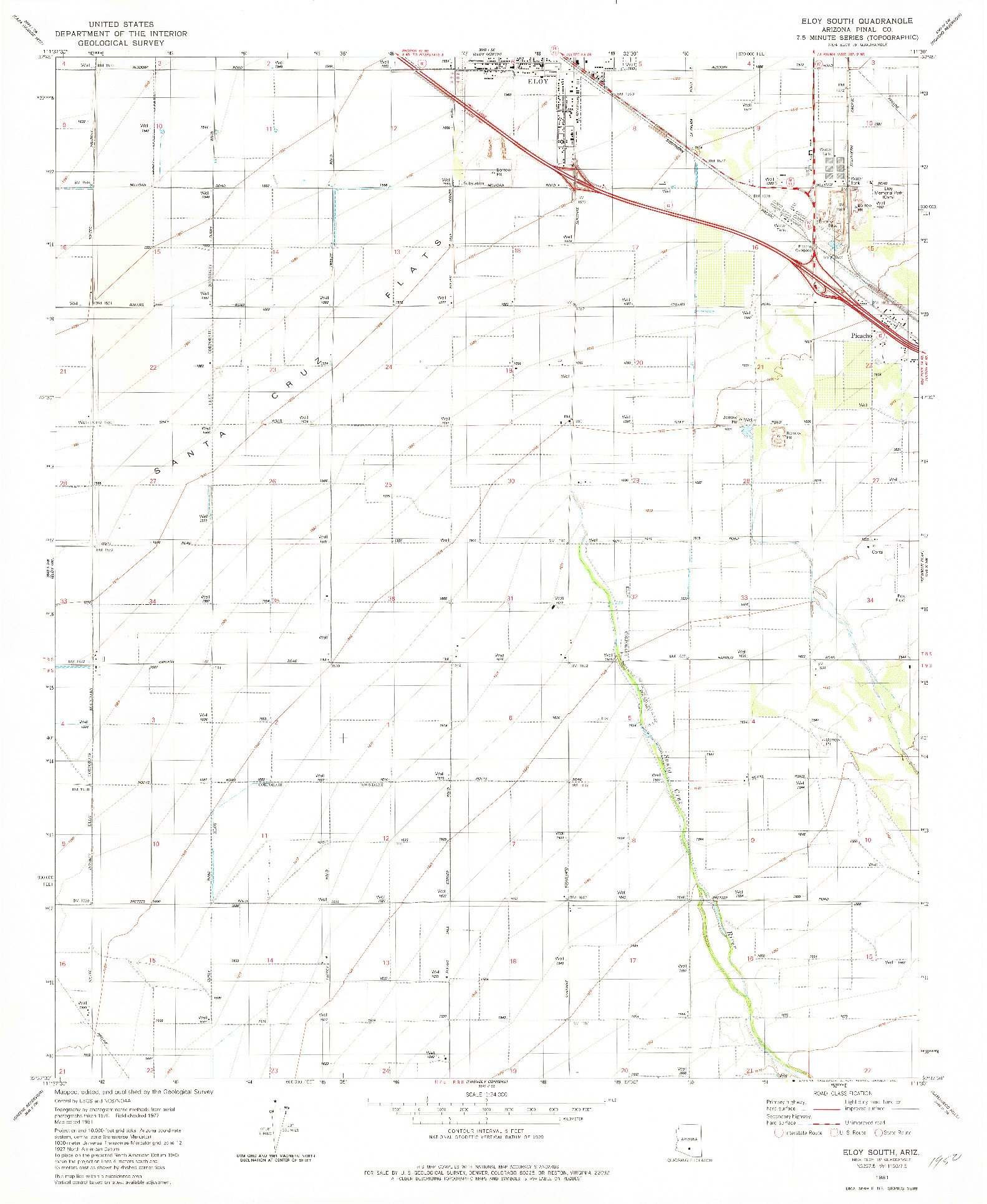 USGS 1:24000-SCALE QUADRANGLE FOR ELOY SOUTH, AZ 1981